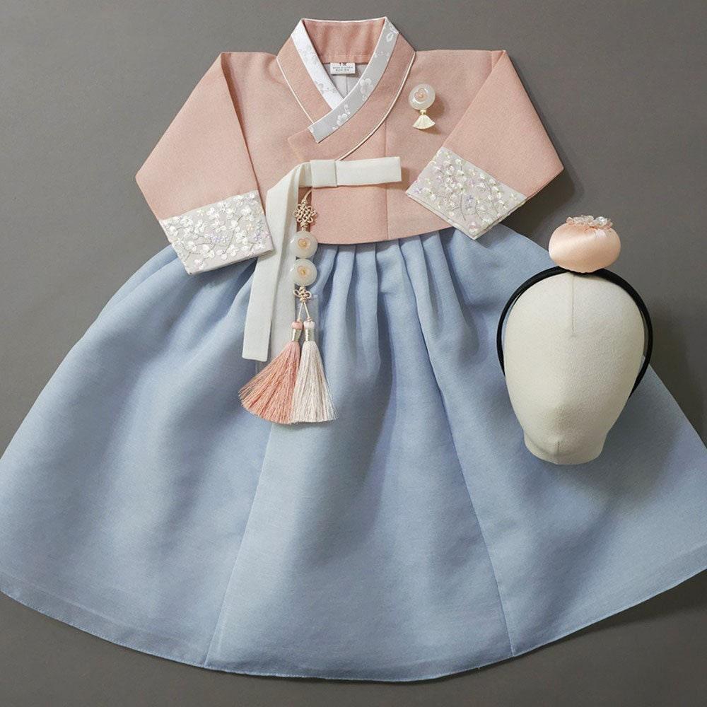 Hyunji Blue Skirt-8 Colors Jeogori Girl Hanbok (100D-10YR) - Native Korean
