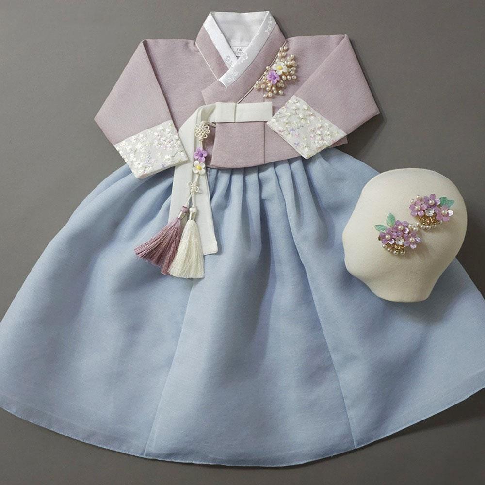 Hyunji Blue Skirt-8 Colors Jeogori Girl Hanbok (100D-10YR) - Native Korean
