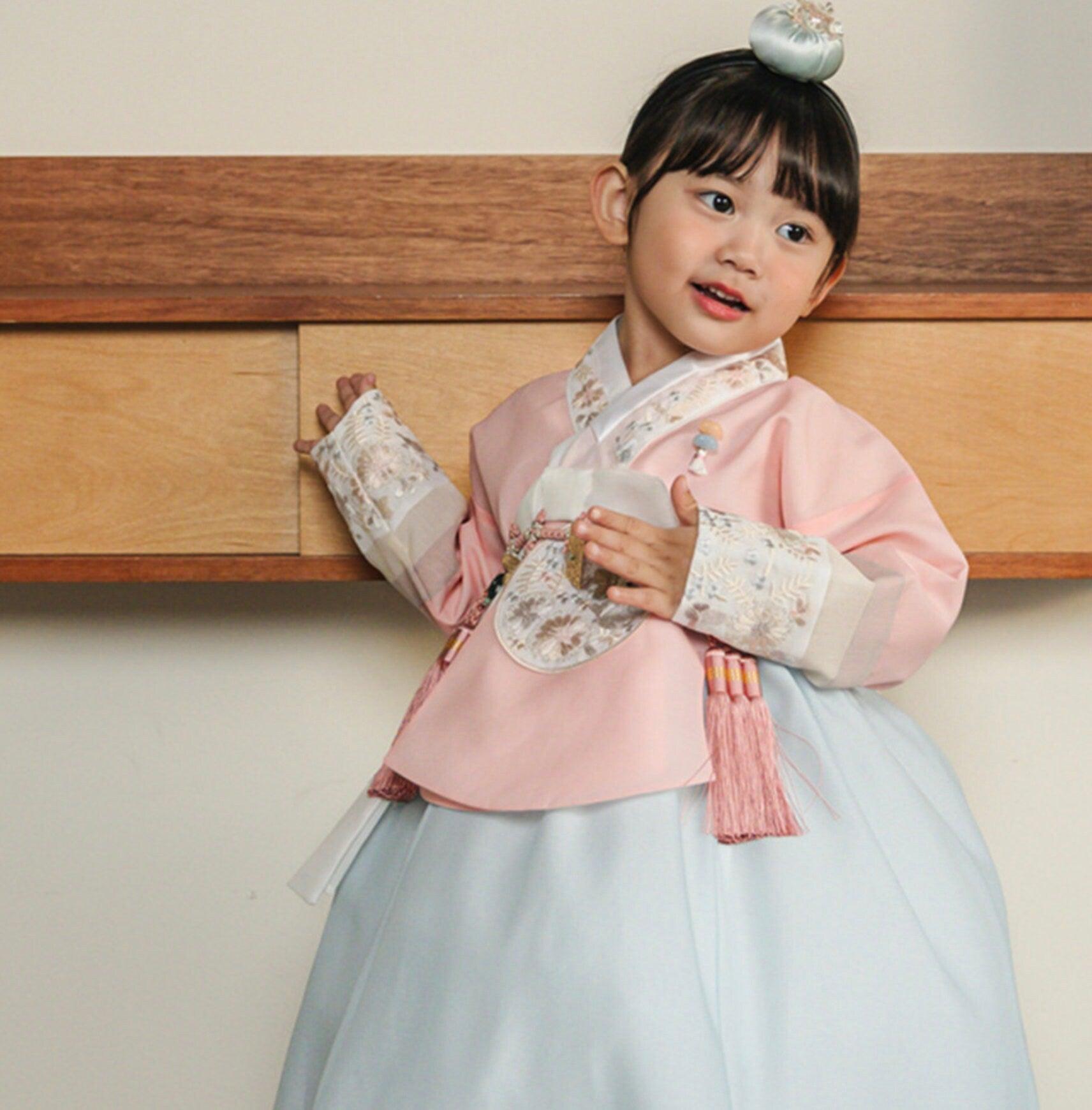 Hyunji Coral Dangui-Sky Girl Hanbok (100D-15YR) - Native Korean