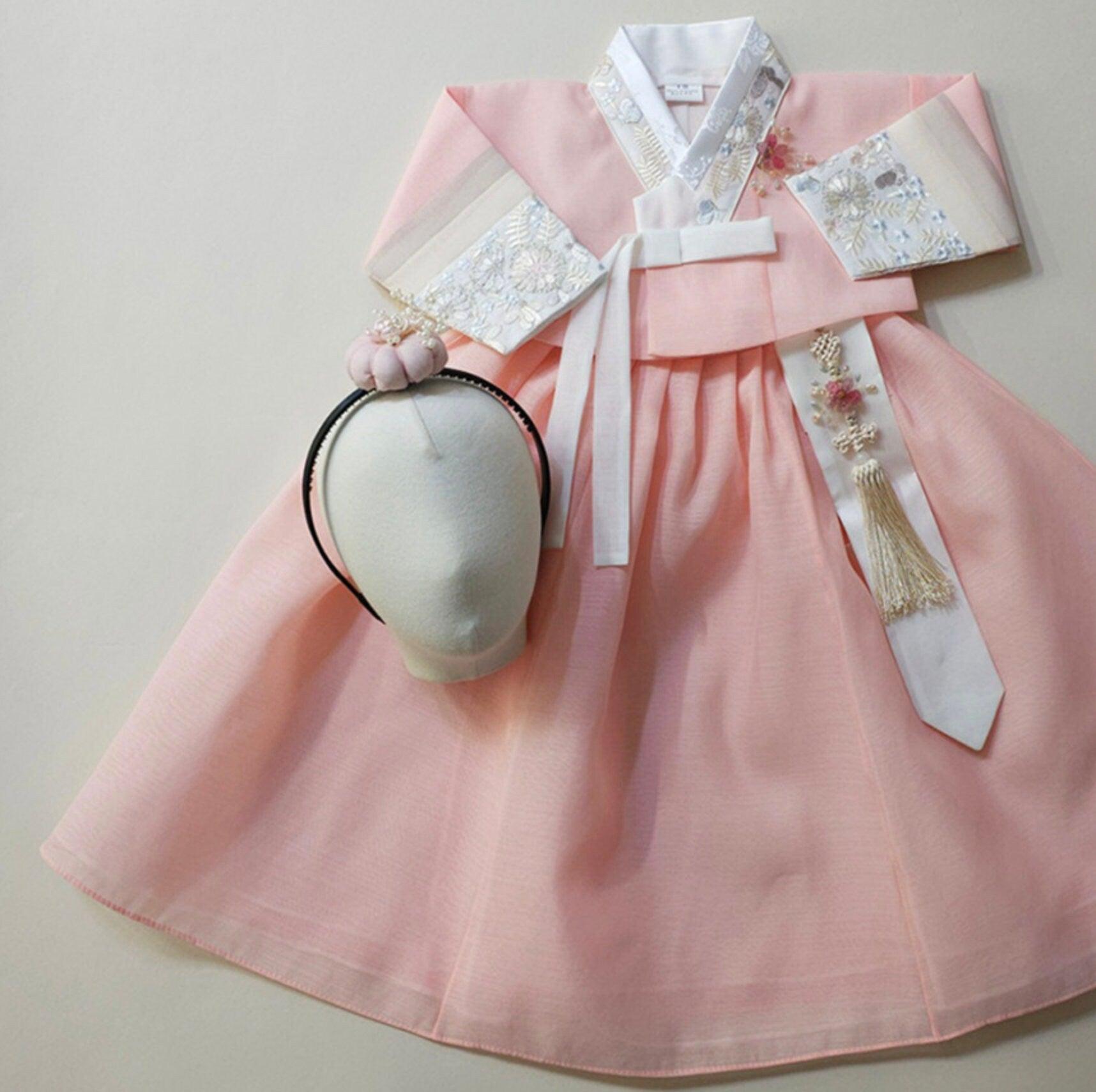 Hyunji Peach Jeogori-7 Color Skirt Girl Hanbok (100D-13YR) - Native Korean