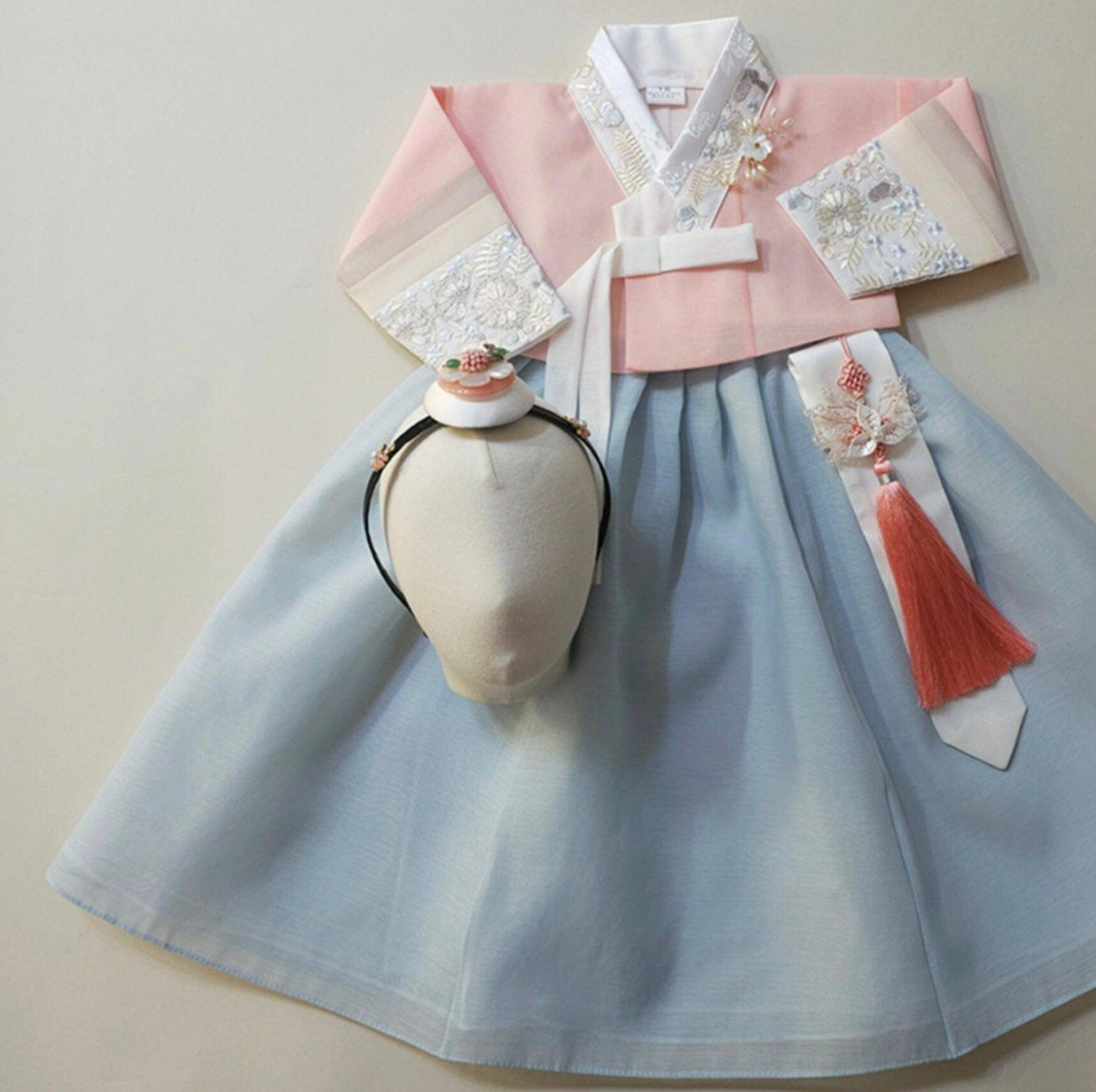 Hyunji Peach Jeogori-7 Color Skirt Girl Hanbok (100D-13YR) - Native Korean