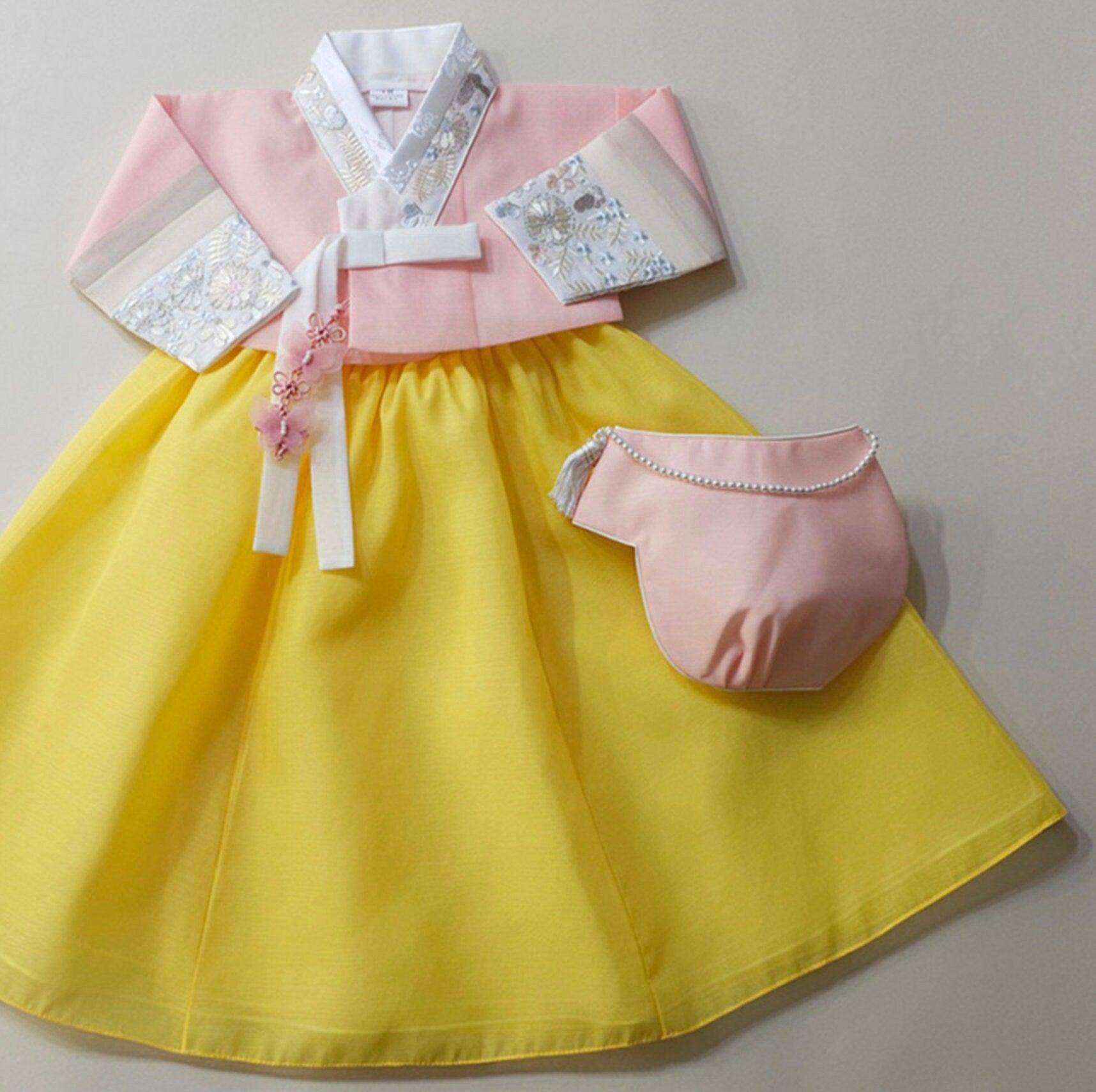 Hyunji Peach Jeogori-7 Color Skirt Girl Hanbok (100D-13YR) - Native Korean