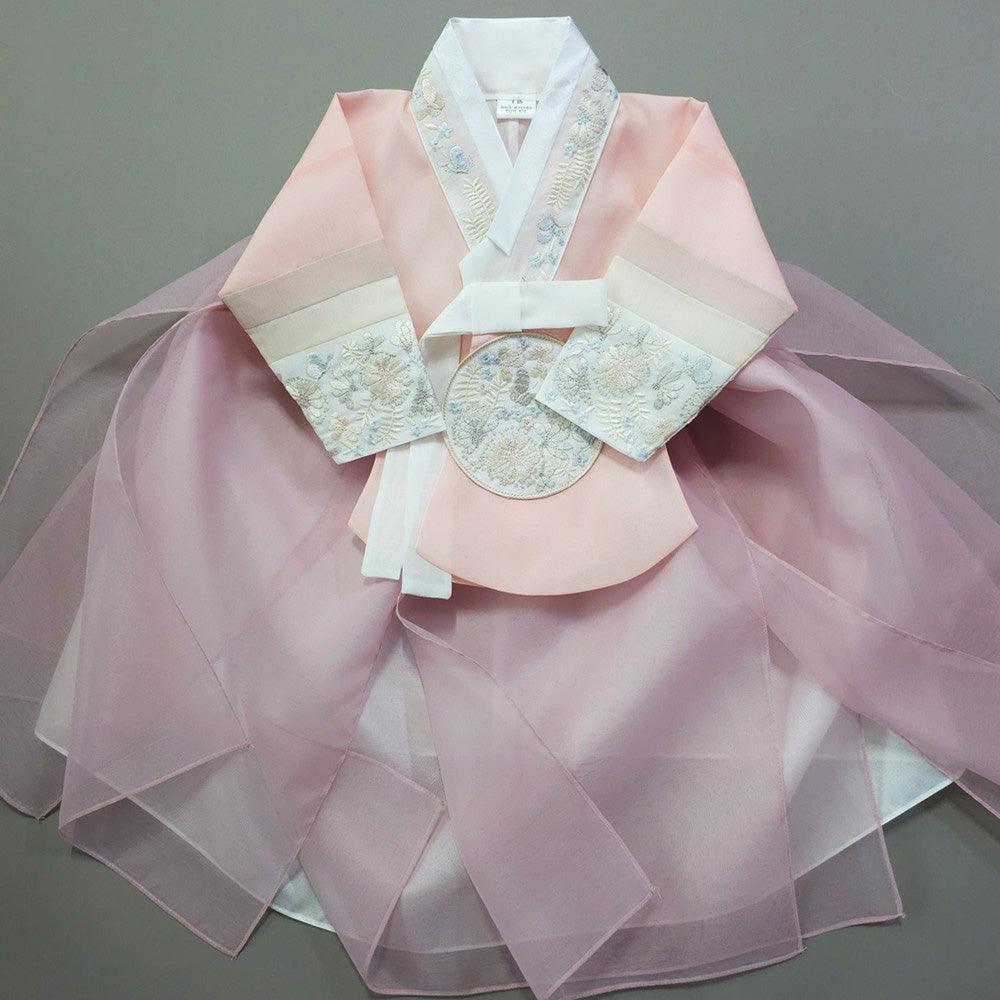 Hyunjoo Indie Pink Layered Skirt Girl Hanbok (100D-15YR) - Native Korean
