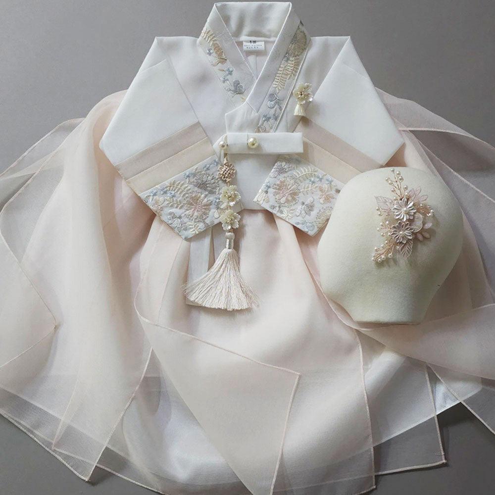 Close-up of Layered Skirt Hanbok for 100 Days Celebration from Native Korean