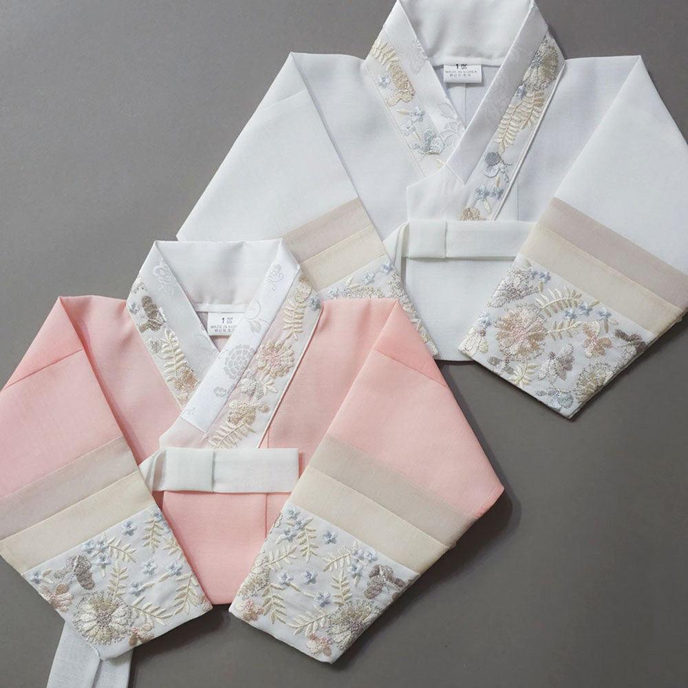 Hanbok Tops in Light Pink and Ivory – Jeogori Detail View
