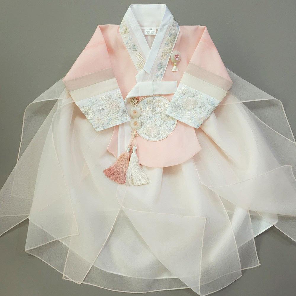Hyunjoo Light Pink Layered Skirt Girl Hanbok (100D-15YR) - Native Korean