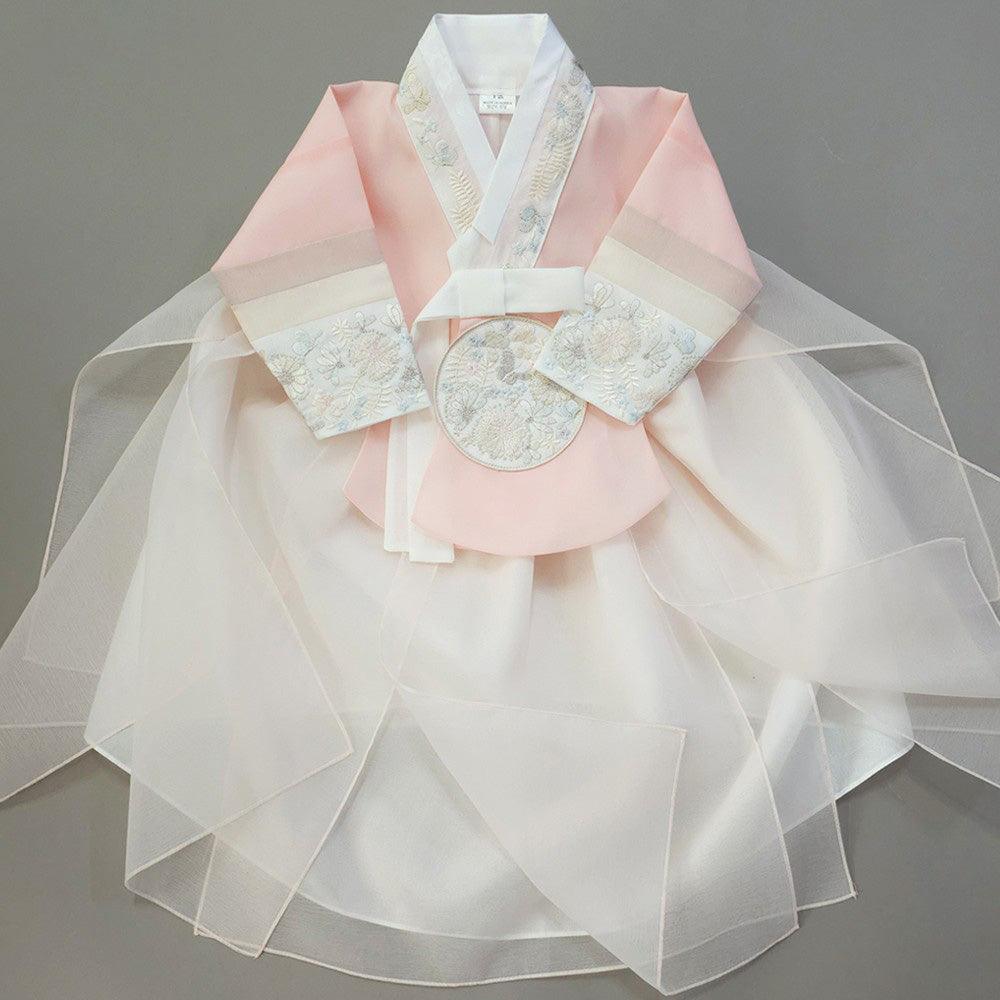 Hyunjoo Light Pink Layered Skirt Girl Hanbok (100D-15YR) - Native Korean