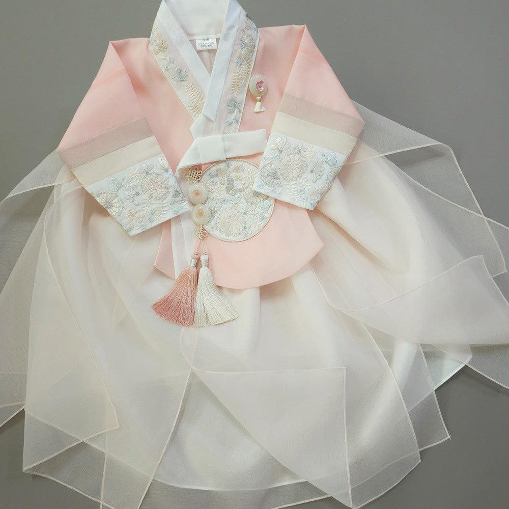 Hyunjoo Light Pink Layered Skirt Girl Hanbok (100D-15YR) - Native Korean