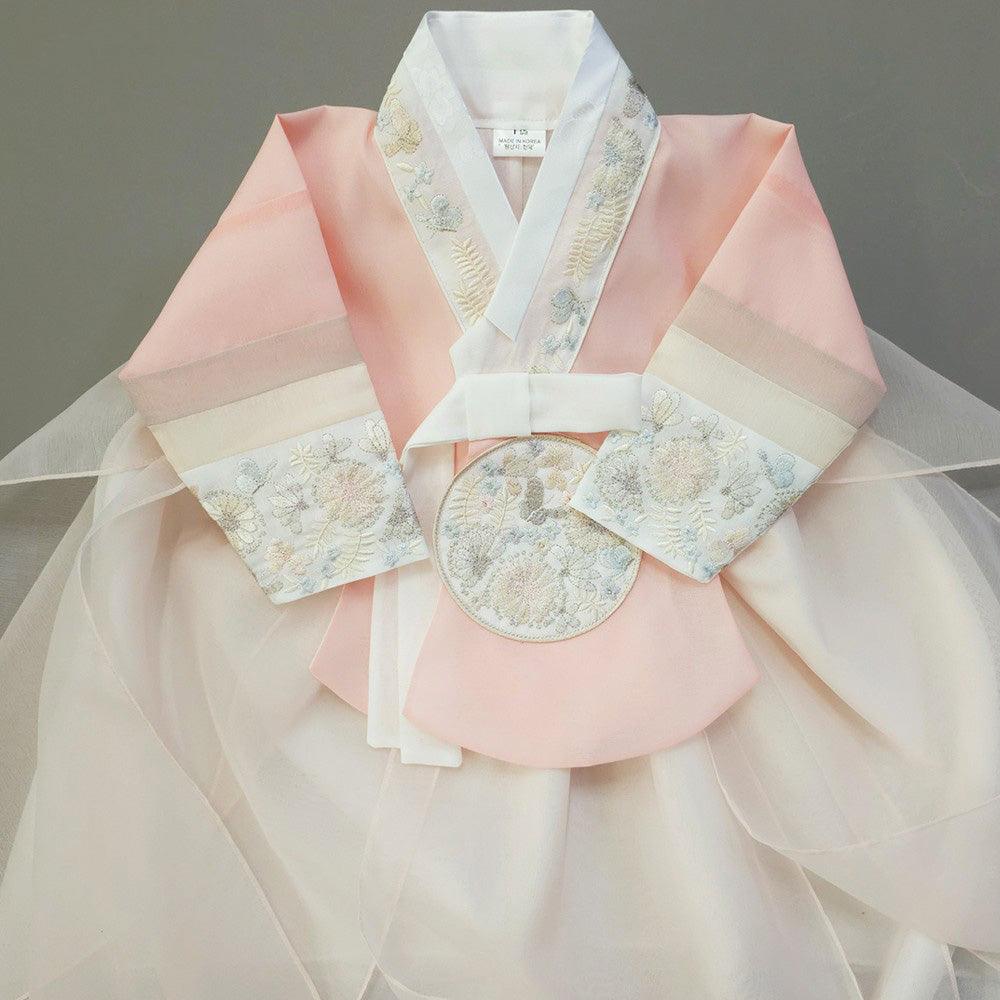 Hyunjoo Light Pink Layered Skirt Girl Hanbok (100D-15YR) - Native Korean