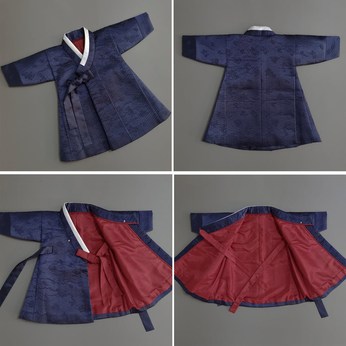 Navy Quilted Outer W/muffler, 1~10y/oBoy, Hanbok Outer, Korean 1ST Birthday Party, Dol, Hanbok Set, Korean Costume - NativeKorean - Hanbok Outer