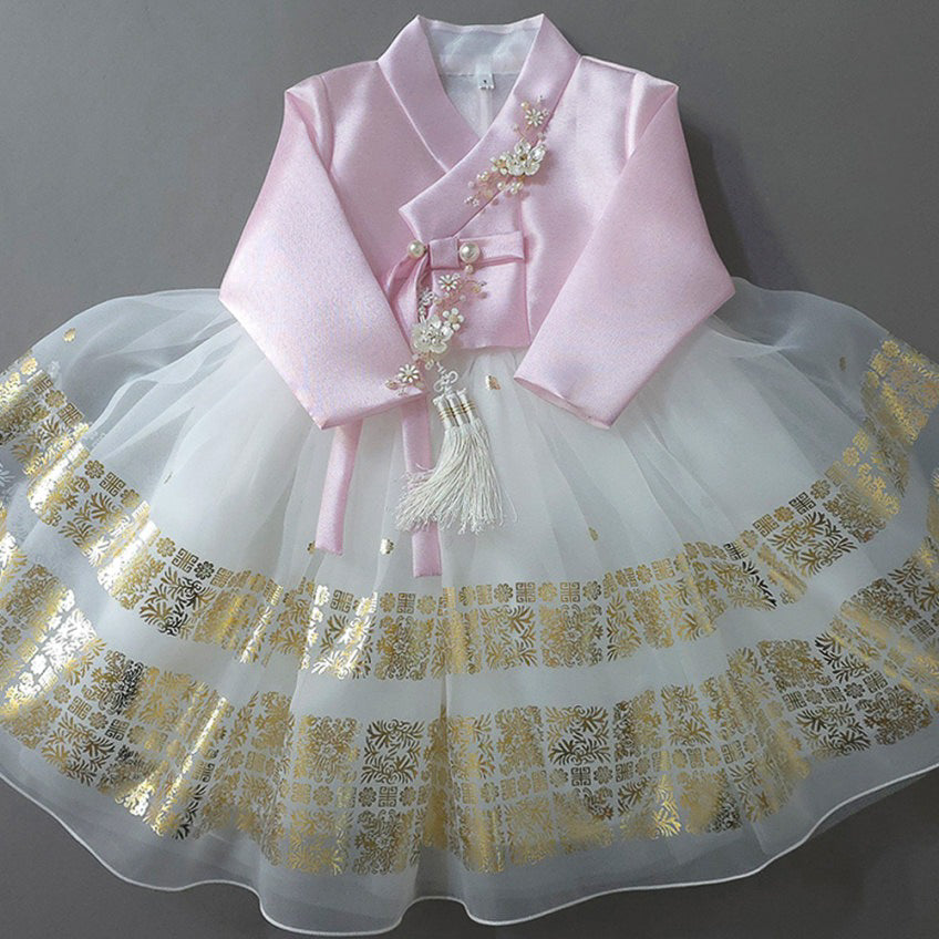 Won Pink White Dress Hanbok(1-8YR)