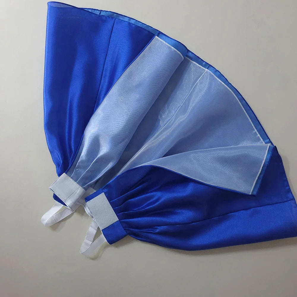 Blue Native Korean Girl Hanbok skirt with white lining.