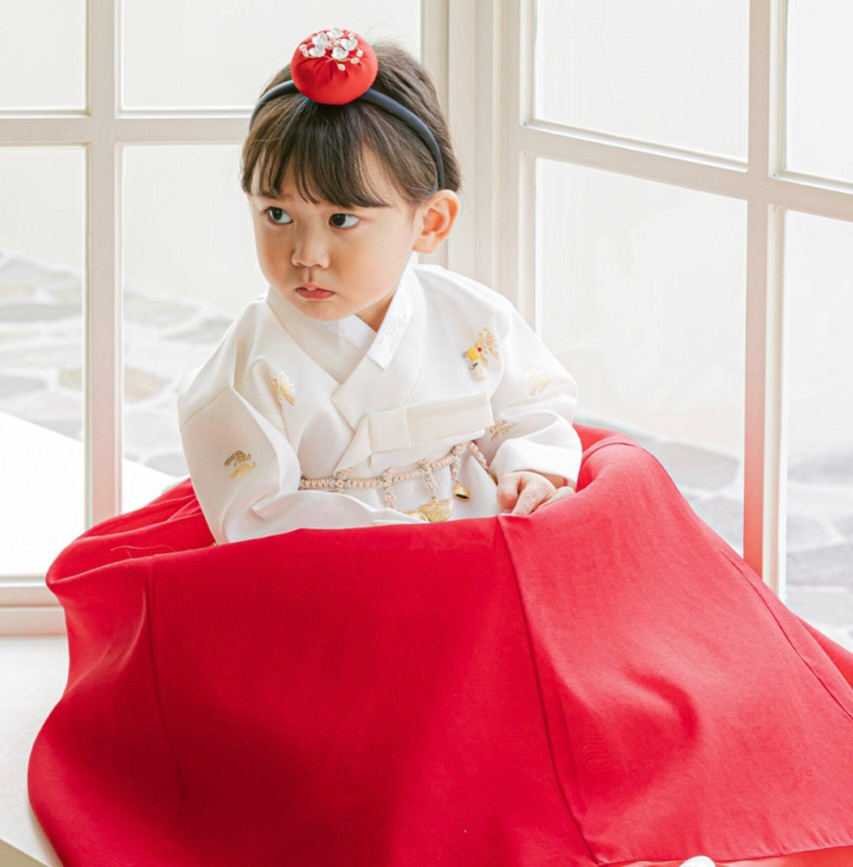 Iseo Red Girl Hanbok (100D-15YR) - Native Korean