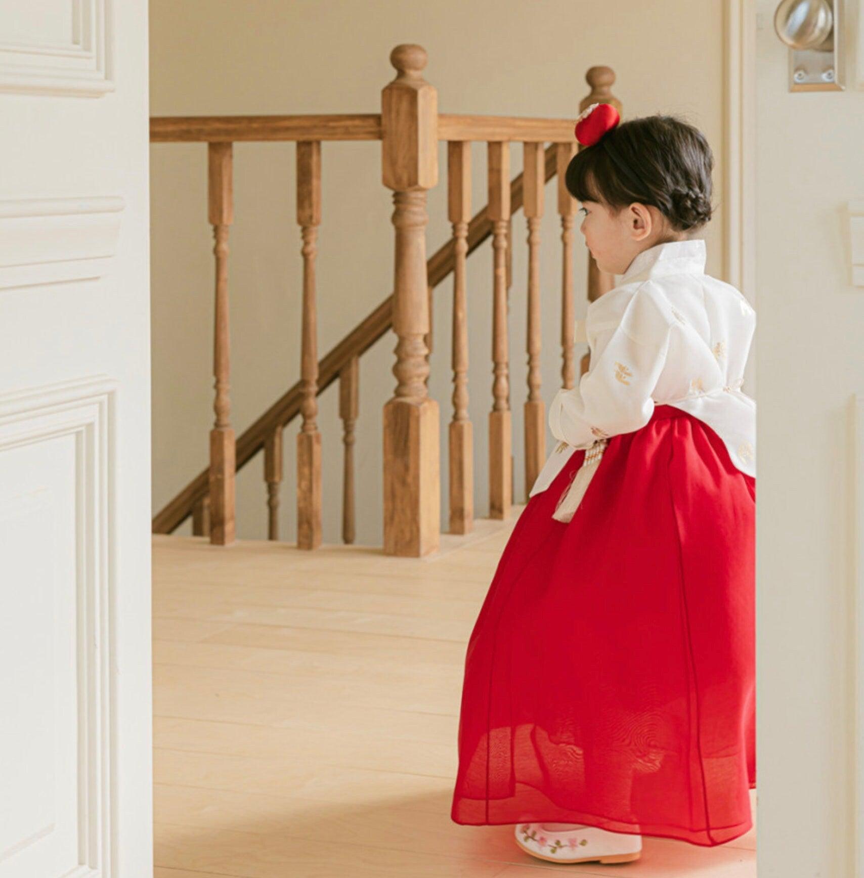 Iseo Red Girl Hanbok (100D-15YR) - Native Korean