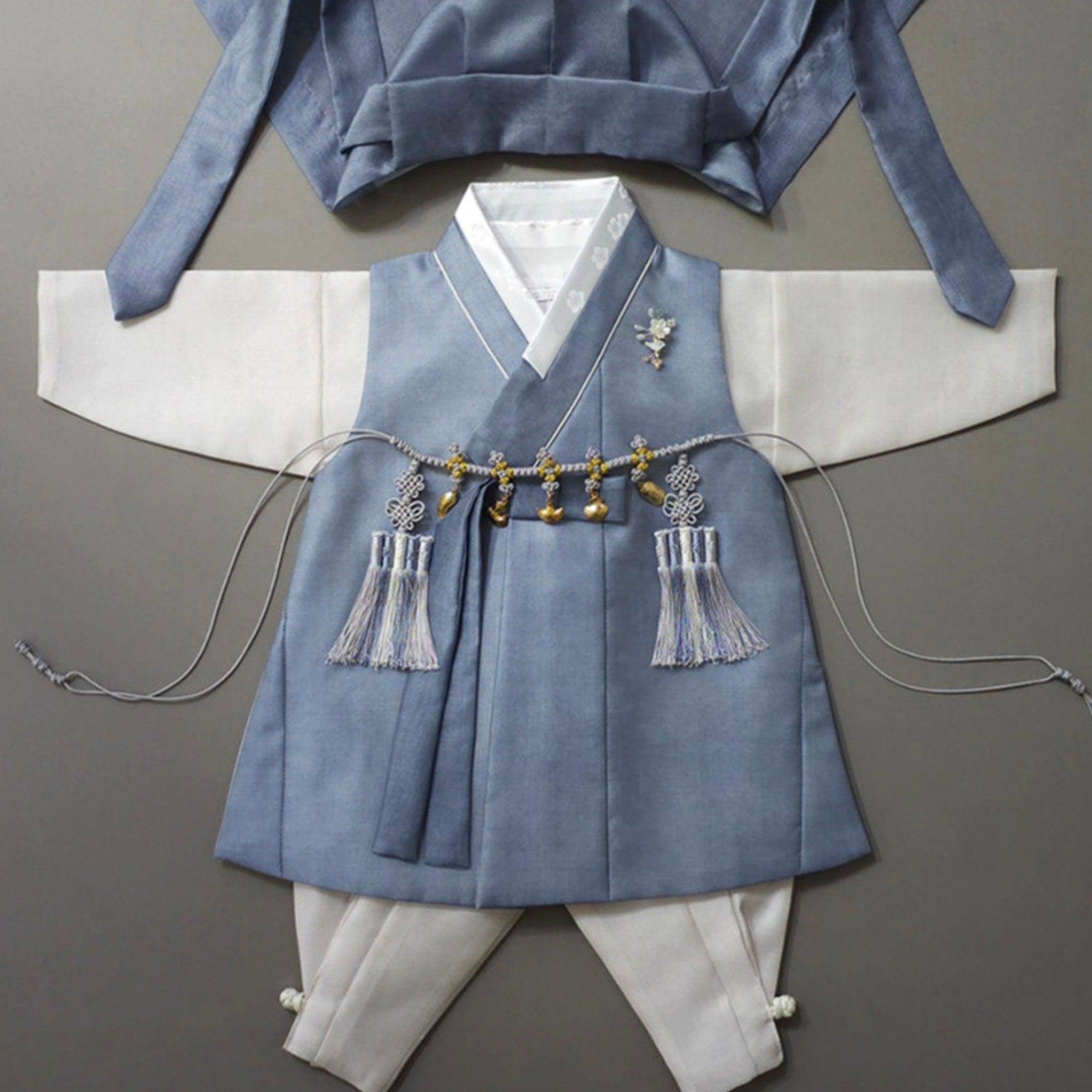 Jaehee Blue L.Beige Boy Hanbok (100D-10YR) - Native Korean