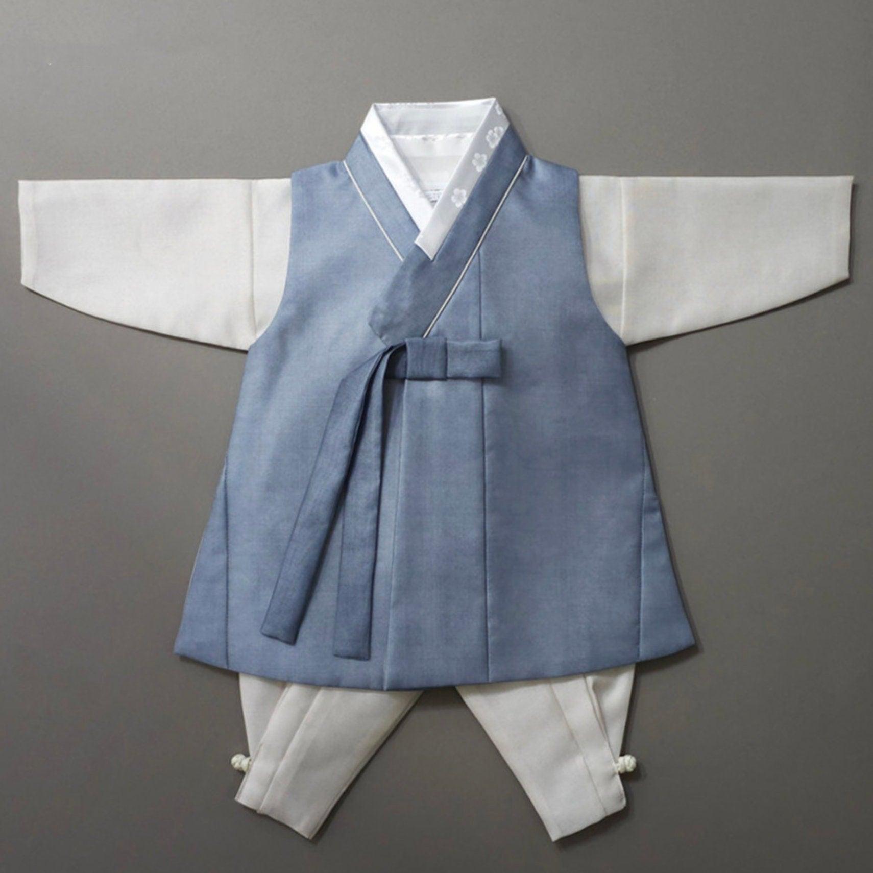 Jaehee Blue L.Beige Boy Hanbok (100D-10YR) - Native Korean