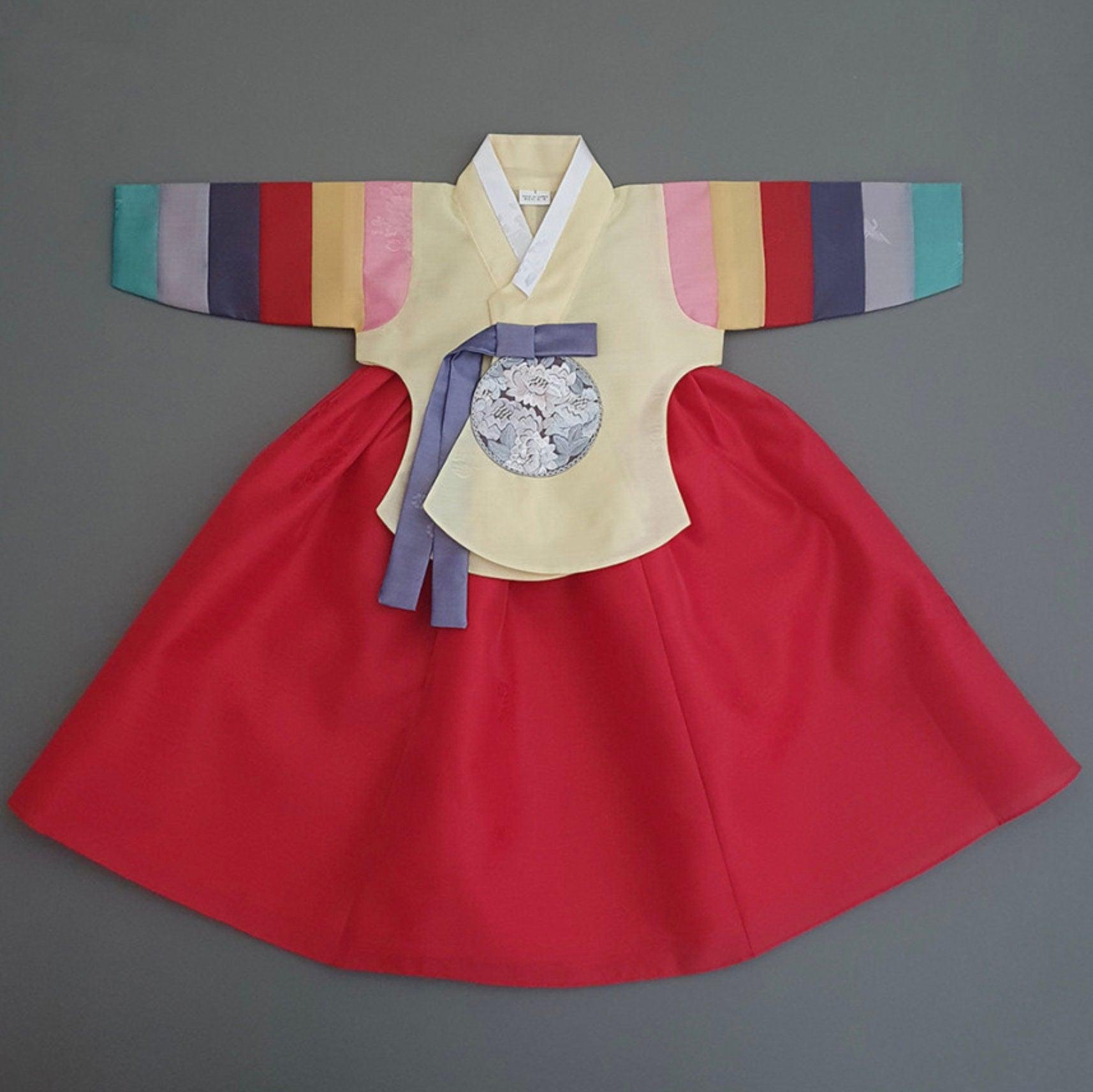 Jeongdam Yellow Dangui Red Girl Hanbok (100D-10YR) - Native Korean