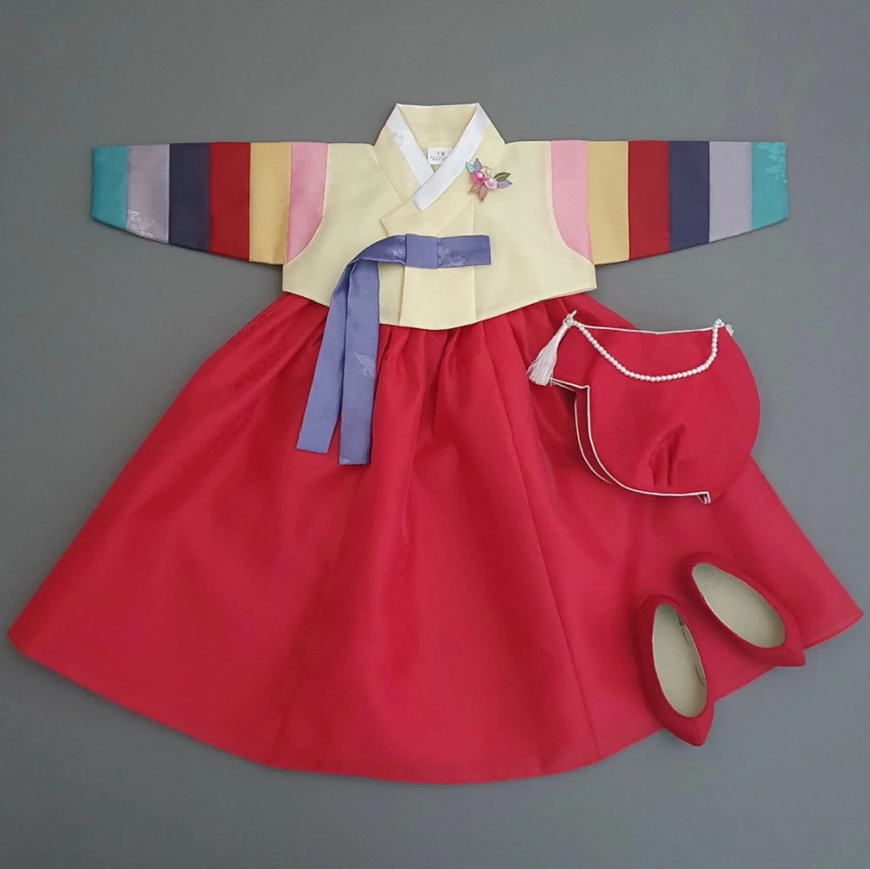 Jeongdam Yellow Jeogori Red Girl Hanbok (100D-10YR) - Native Korean