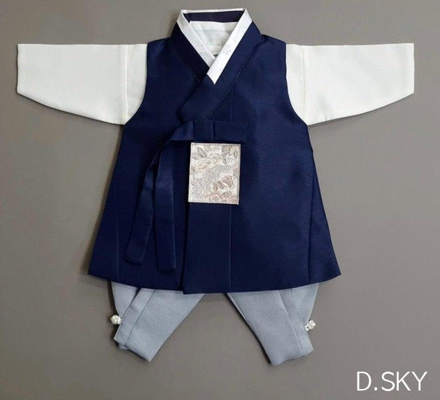 Jeongwoo Navy Solid D.Sky Boy Hanbok (100D-15YR) - Native Korean