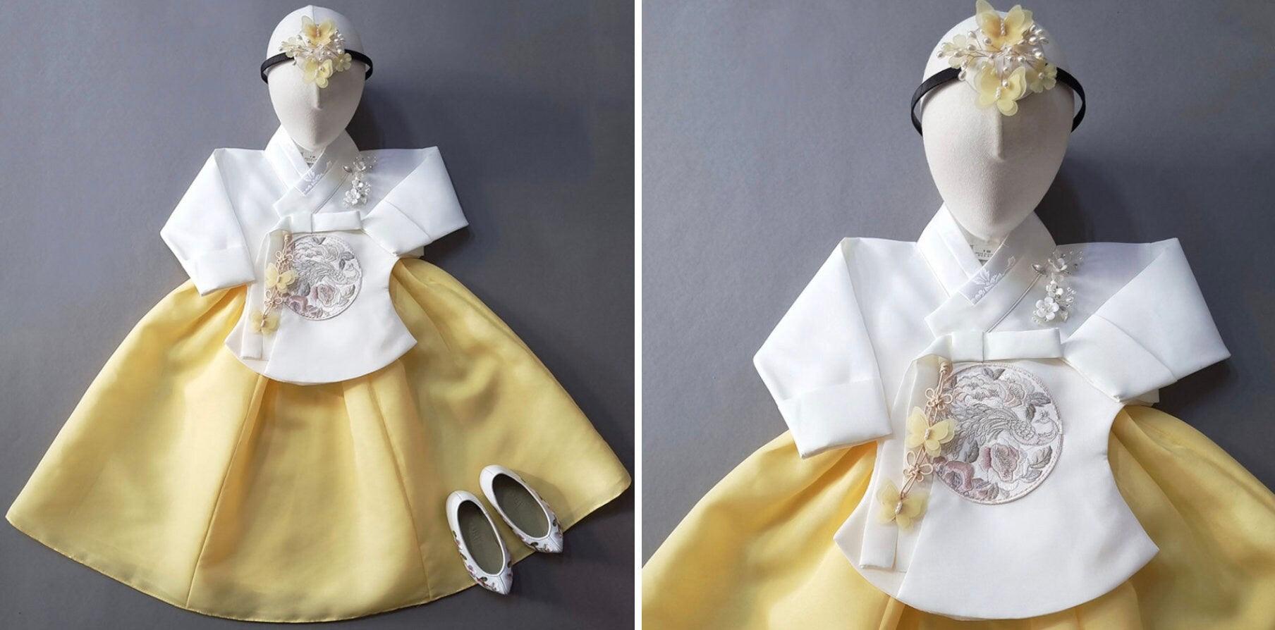 Jeongyun Yellow Skirt Girl Hanbok (100D-15YR) - Native Korean