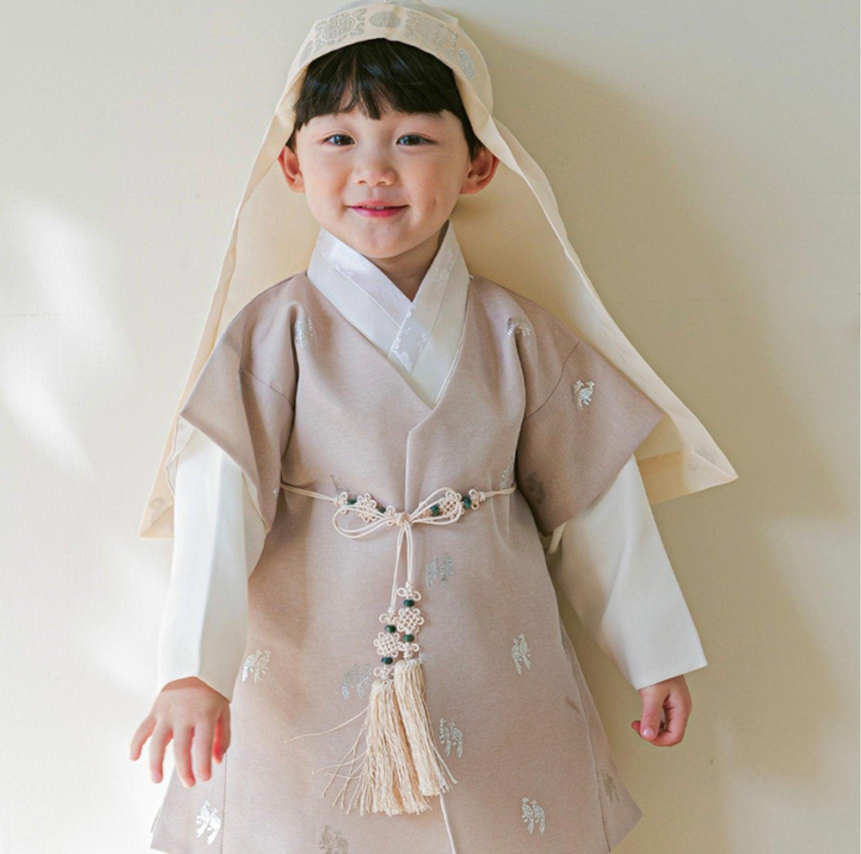 Joon D.Beige Foil Beige Boy Hanbok (100D-10YR) - Native Korean