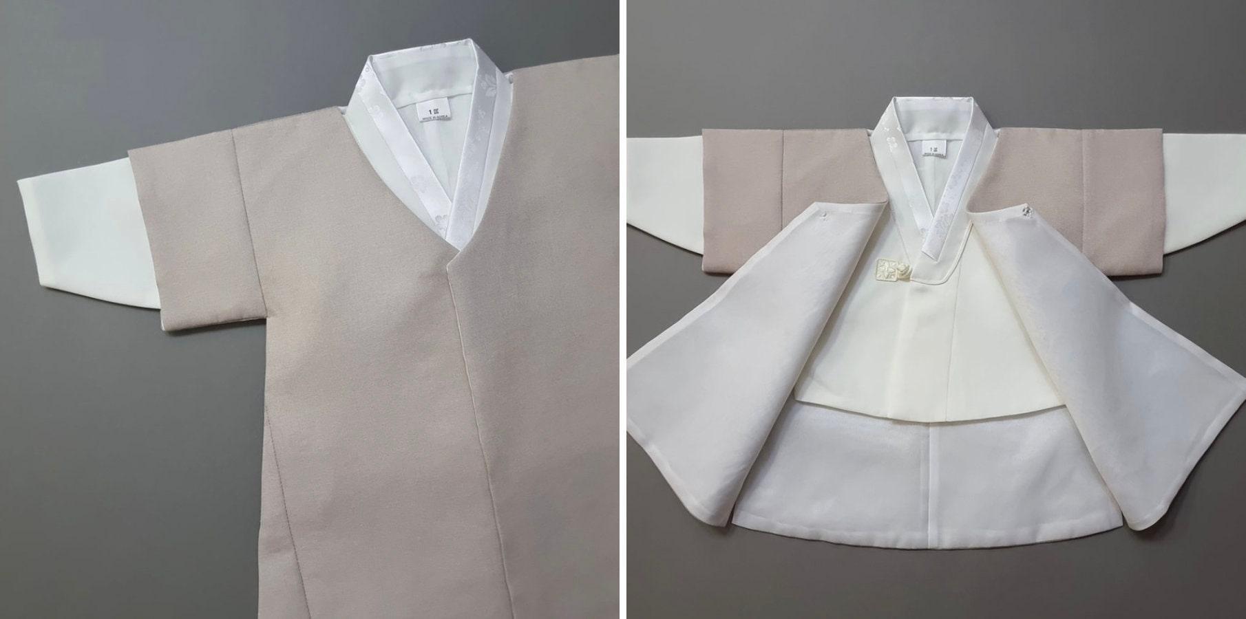 Joon D.Beige Solid Gray Boy Hanbok (100D-10YR) - Native Korean