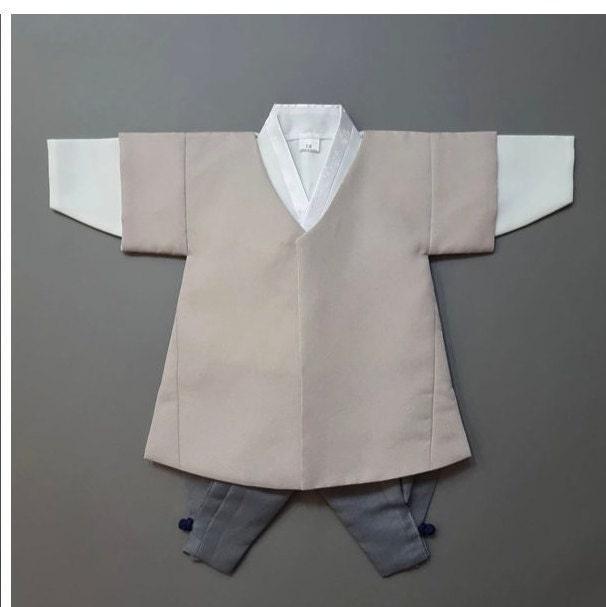 Joon D.Beige Solid Gray Boy Hanbok (100D-10YR) - Native Korean