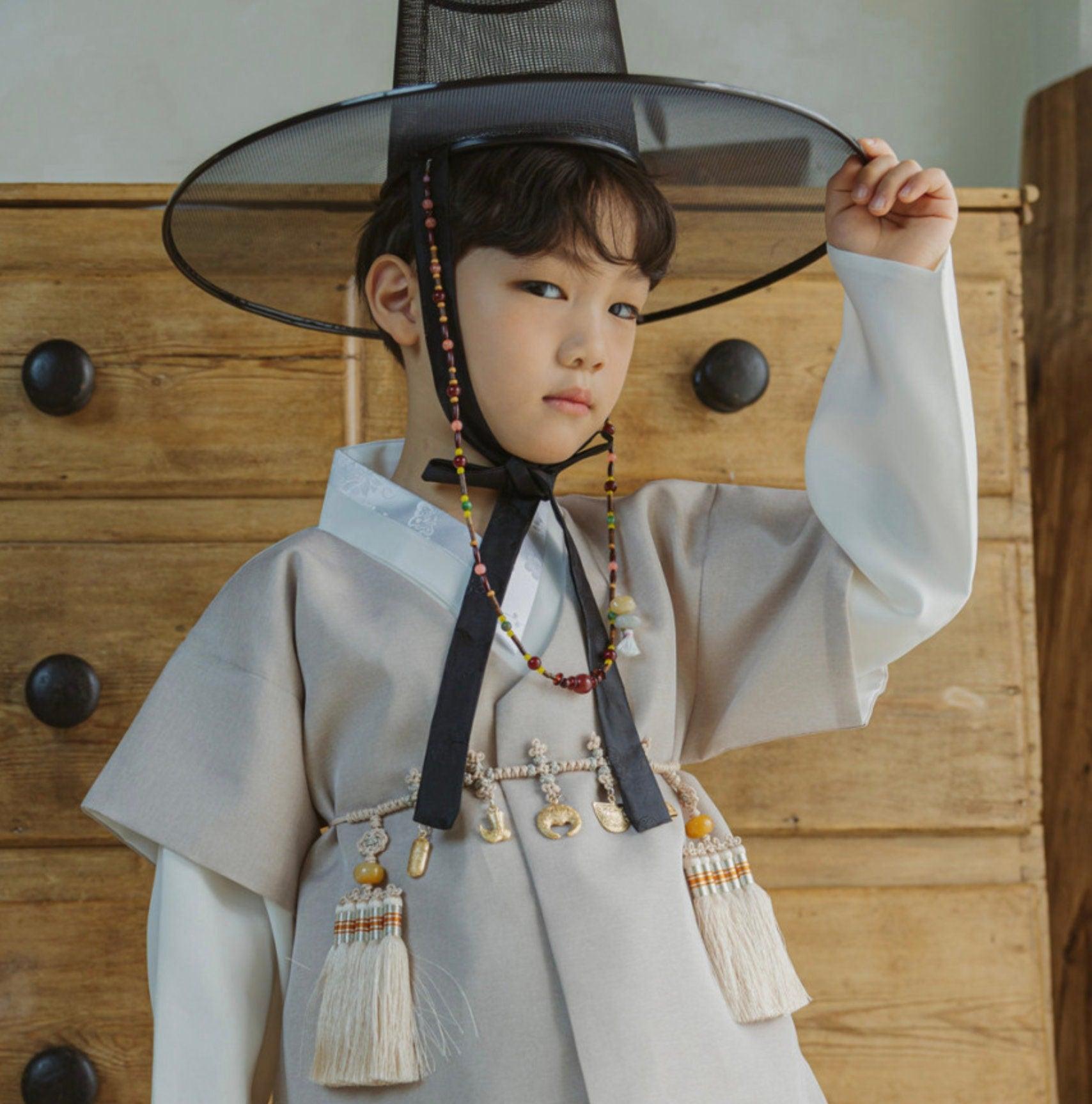 Joon D.Beige Solid Gray Boy Hanbok (100D-10YR) - Native Korean