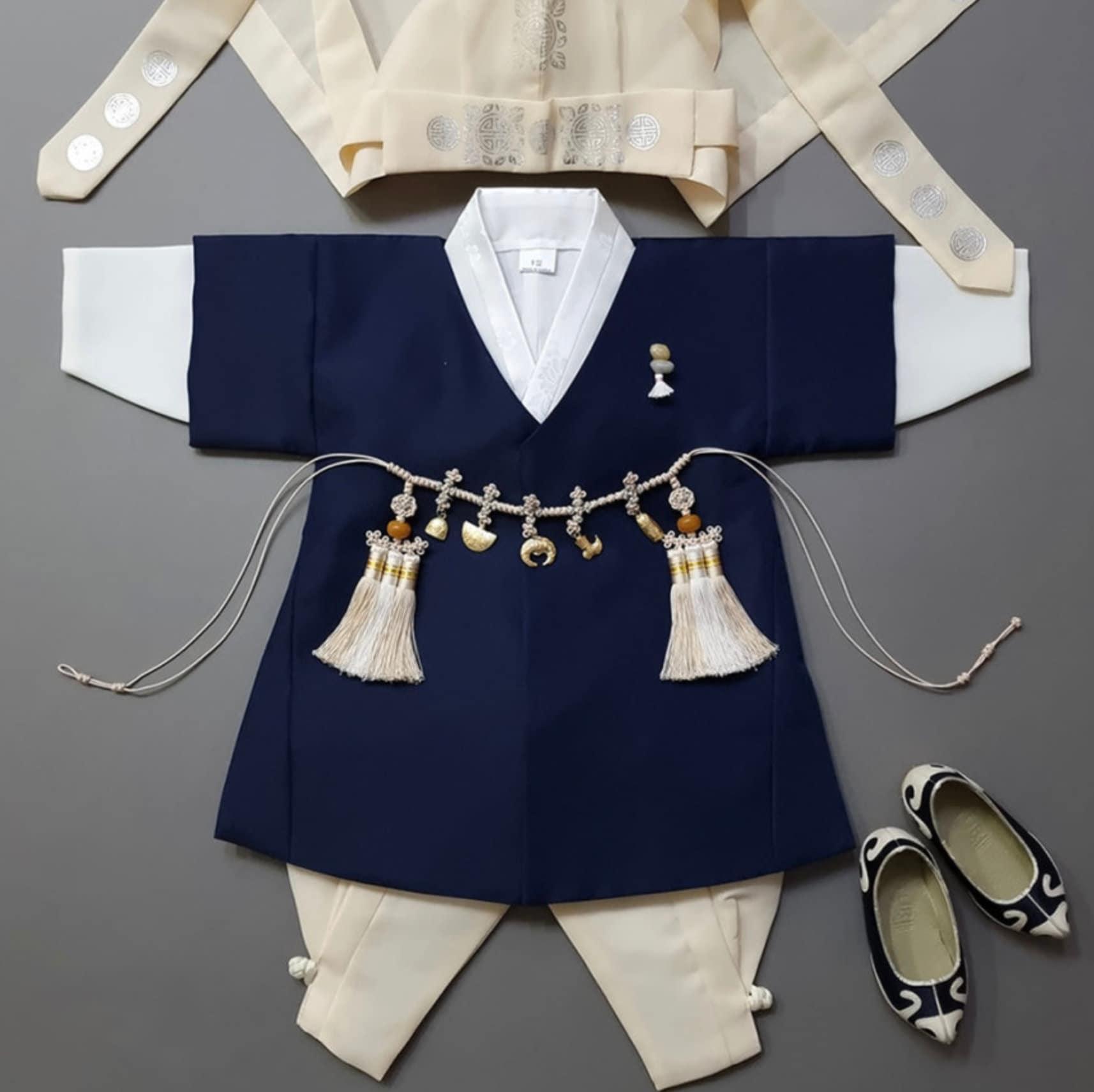 Joon Navy Solid Boy Hanbok (100D-10YR) - Native Korean