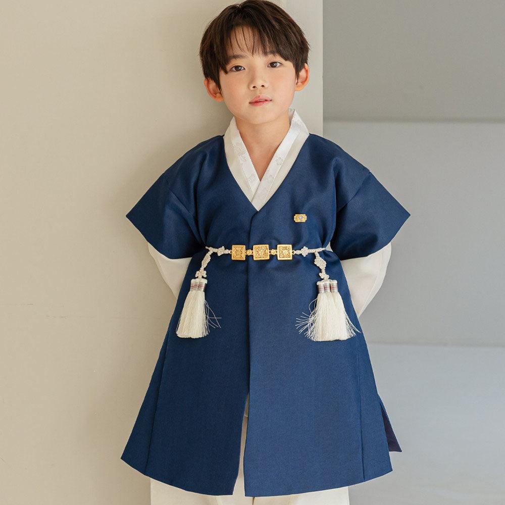 Joon Navy Solid Ivory Boy Hanbok (100D-10YR) - Native Korean
