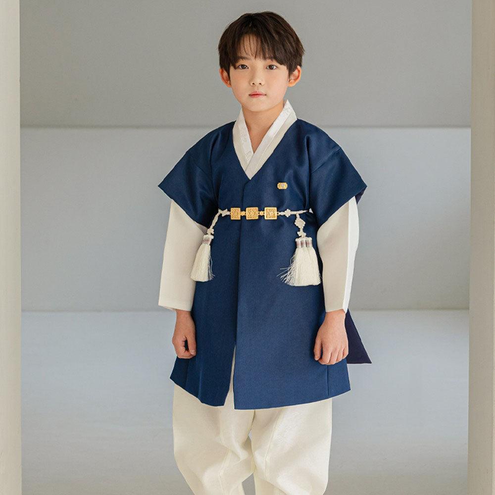 Joon Navy Solid Ivory Boy Hanbok (100D-10YR) - Native Korean
