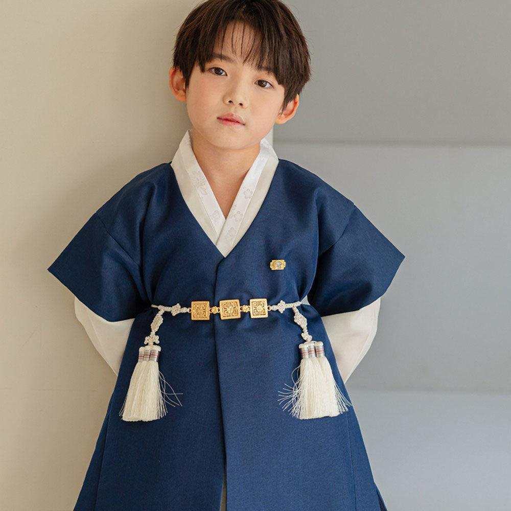 Joon Navy Solid Ivory Boy Hanbok (100D-10YR) - Native Korean