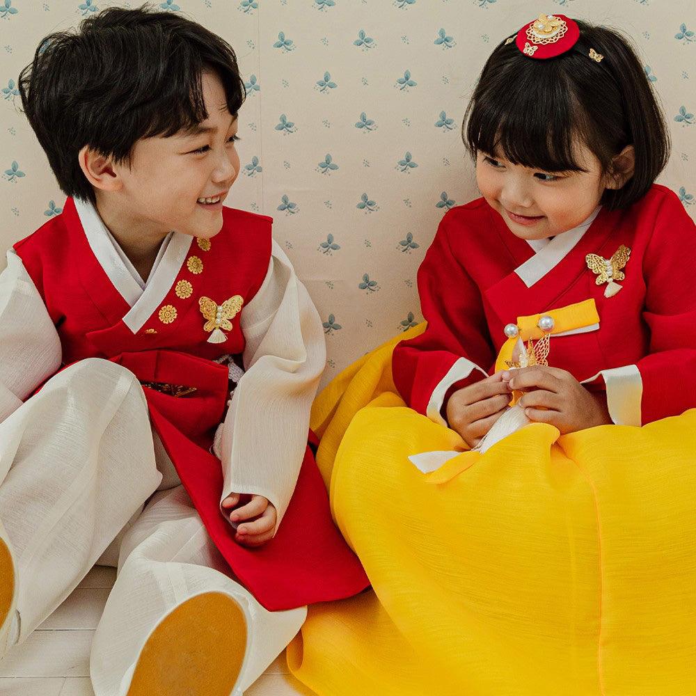Lori Red Boy Hanbok (1-8YR) - Native Korean