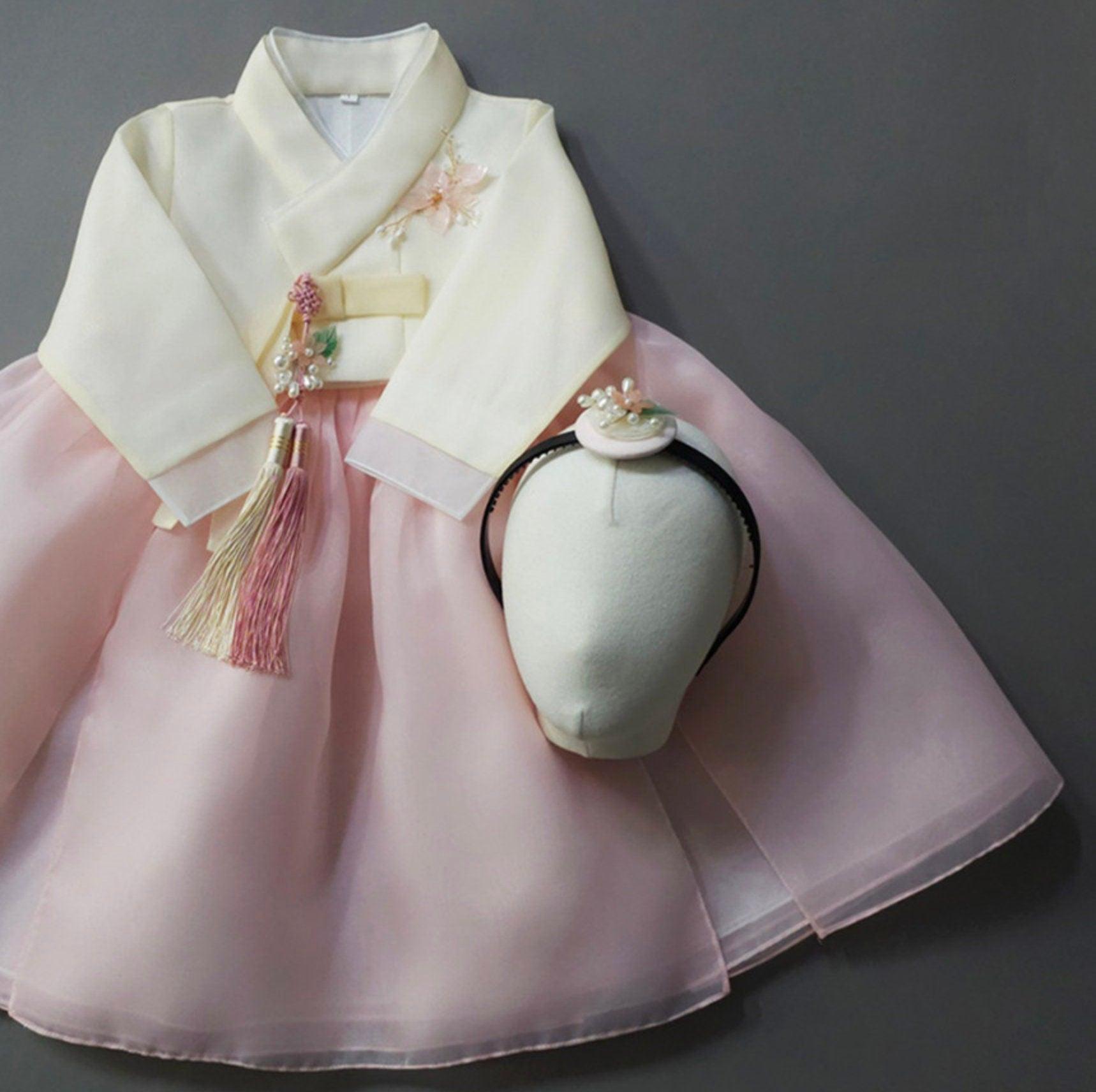Miho Flared Pink Dress Girl Hanbok (1-8YR) - Native Korean