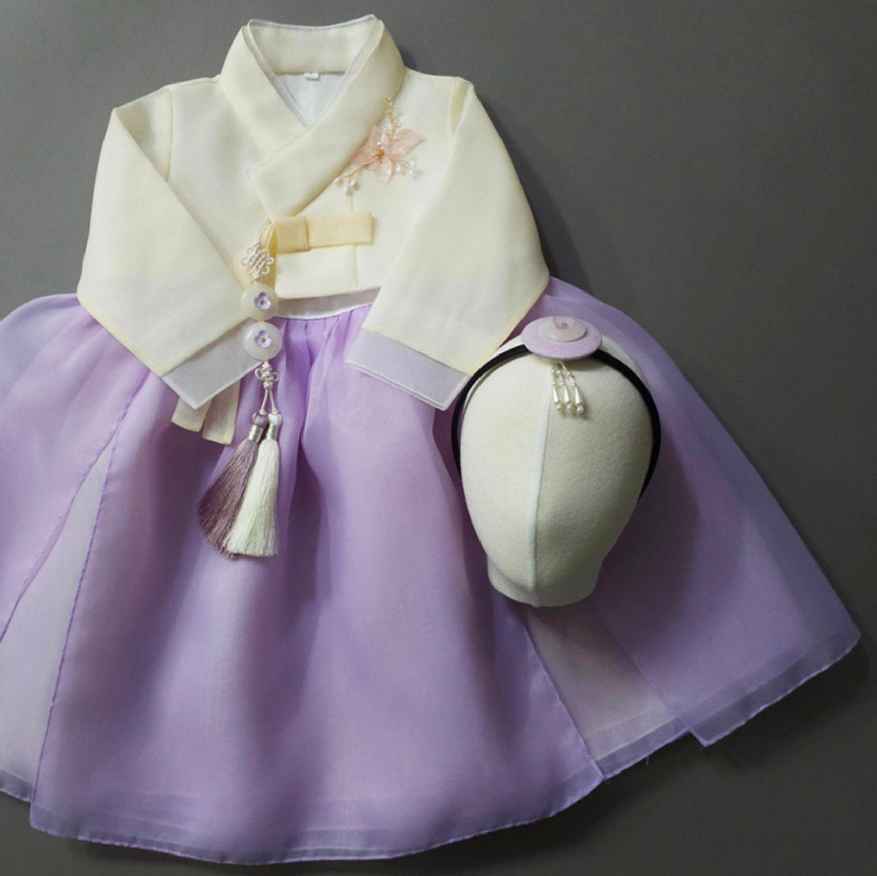 Miho Flared Purple Dress Girl Hanbok (1-8YR) - Native Korean