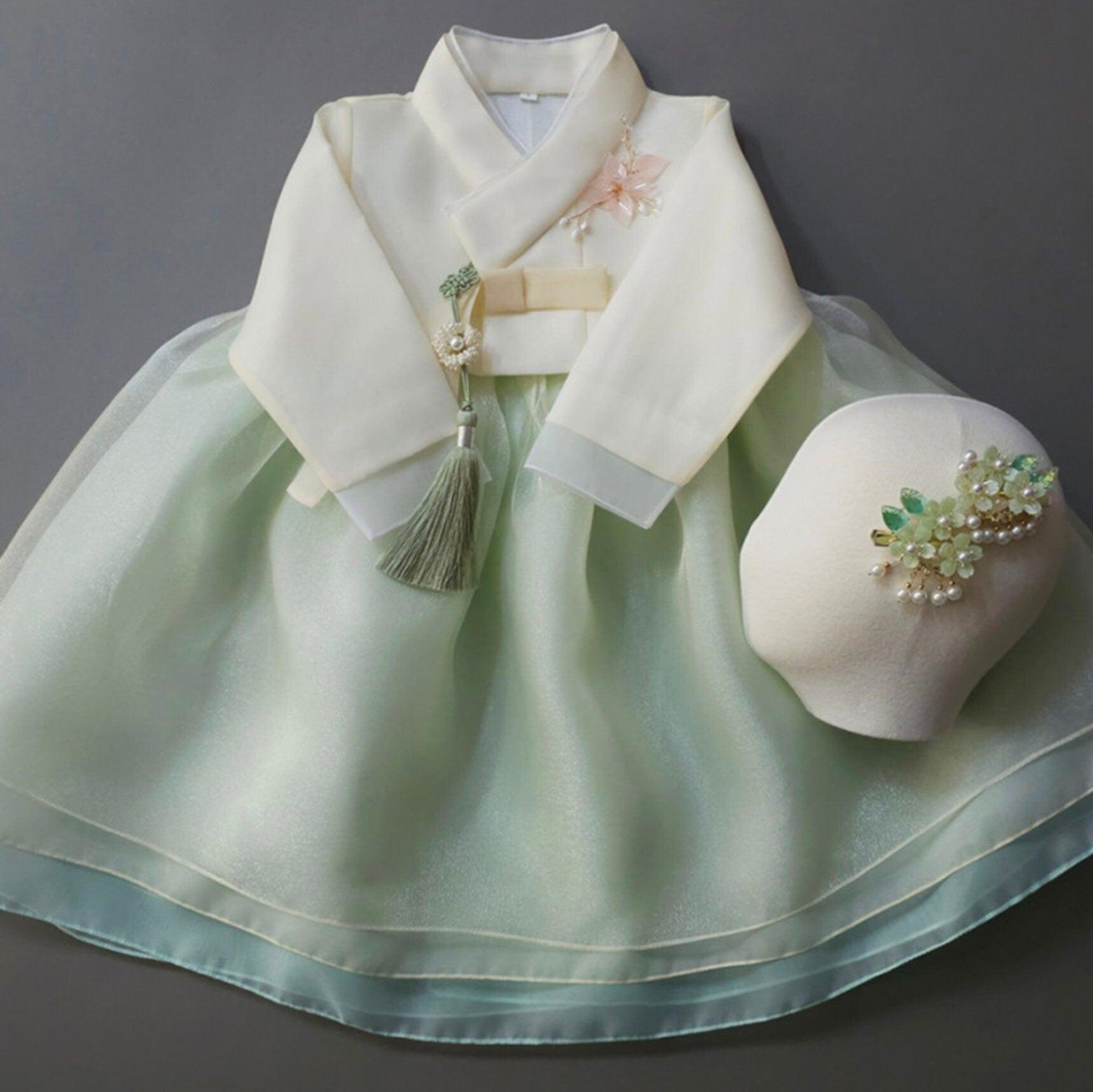 Miho Layered Green Dress Girl Hanbok (1-8YR) - Native Korean