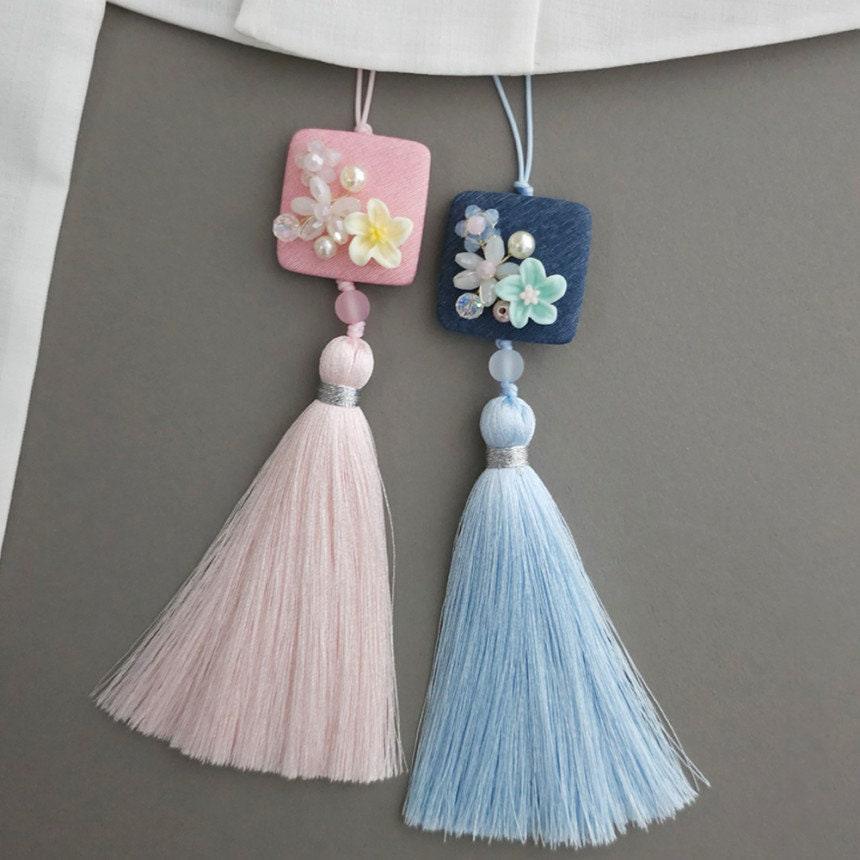 Mini Floral Button Tassel Norigae - Native Korean