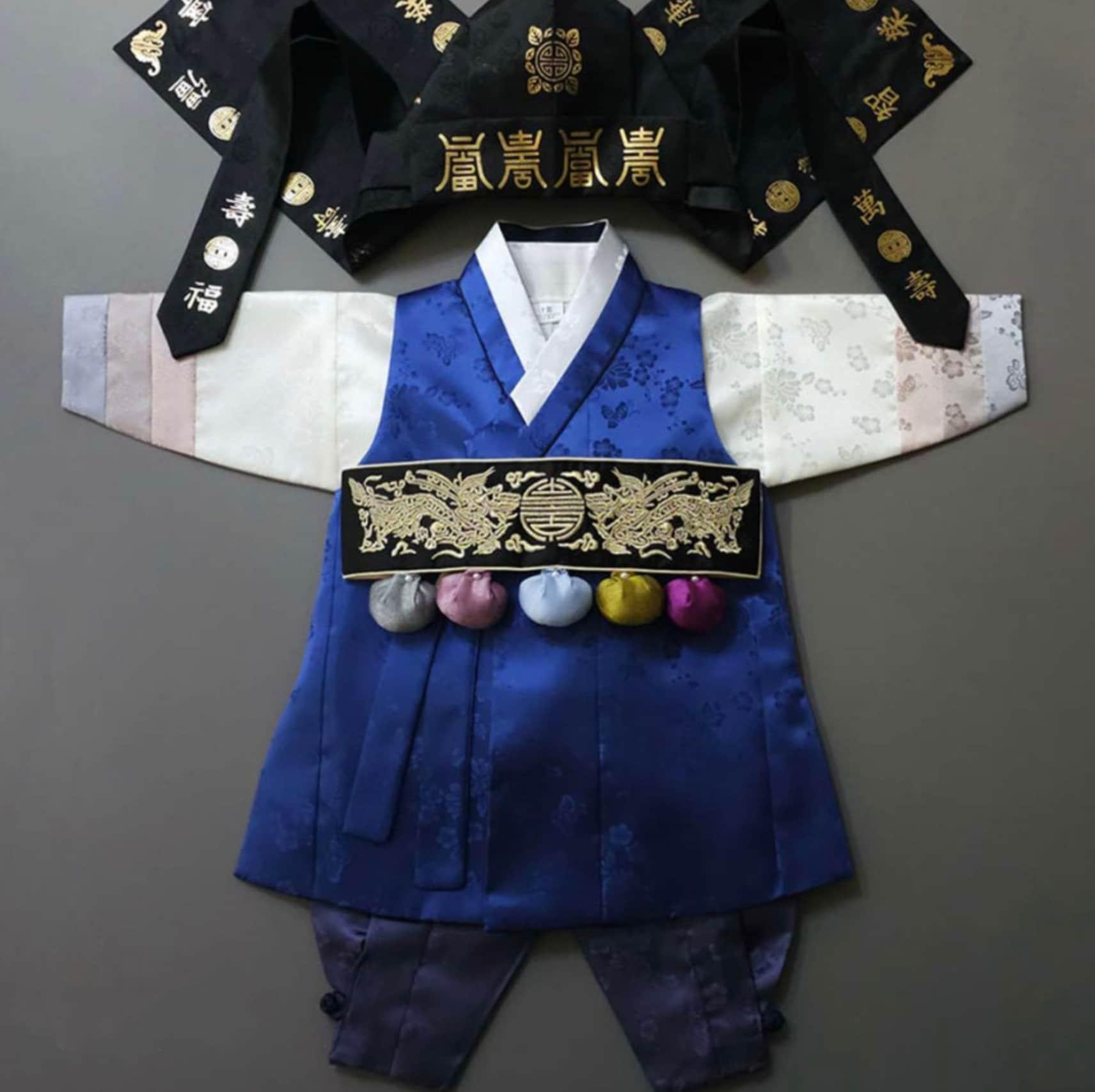 Minjae Blue Boy Hanbok (100D-10YR) - Native Korean