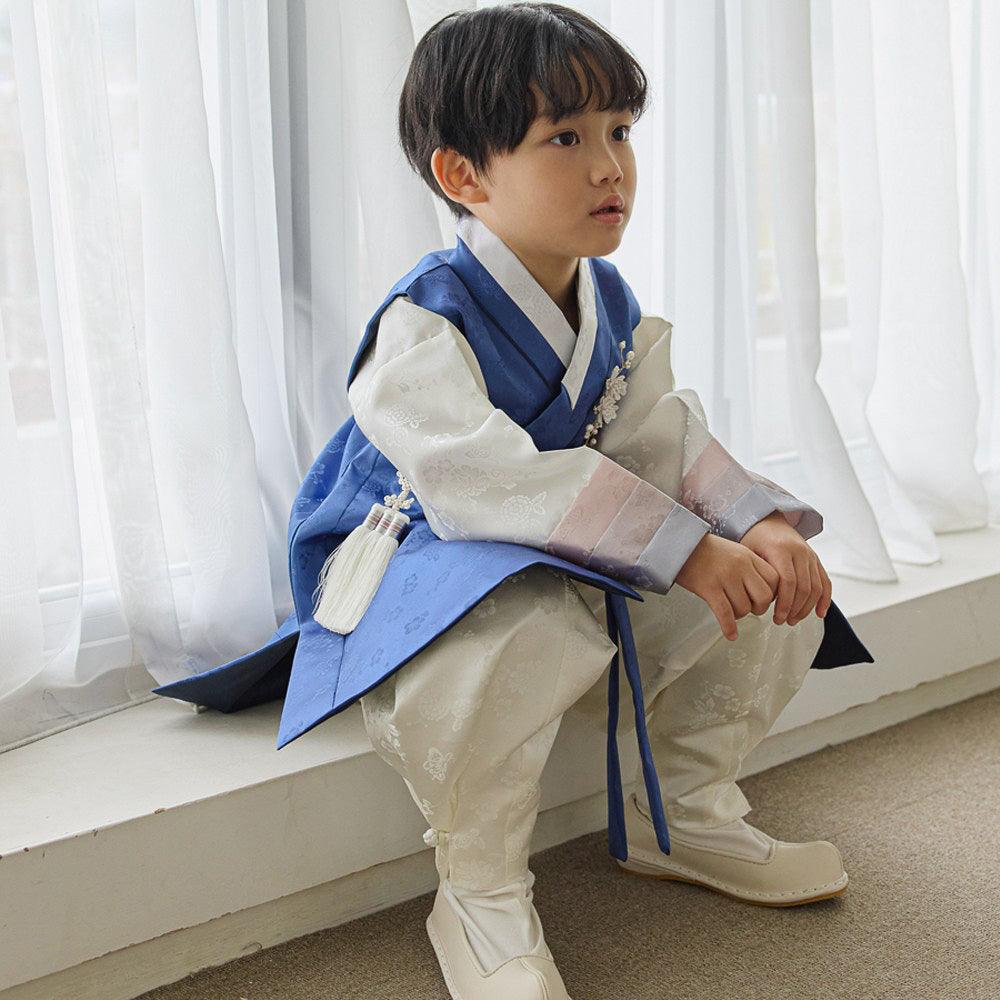 Minjae Blue Ivory Boy Hanbok (100D-10YR) - Native Korean