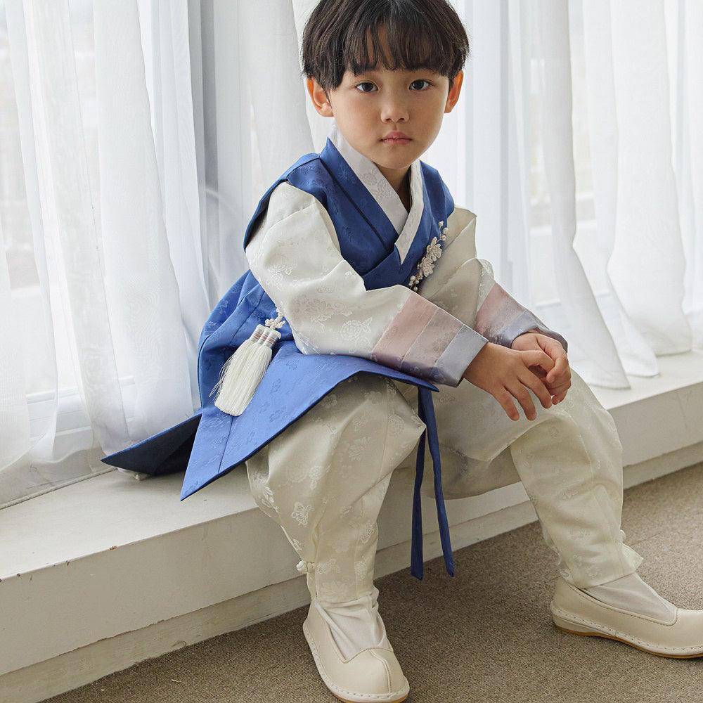 Minjae Blue Ivory Boy Hanbok (100D-10YR) - Native Korean