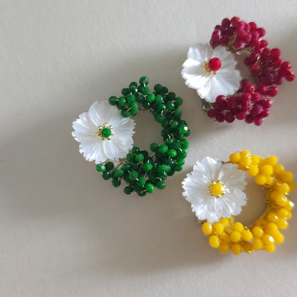 Mother of Pearl Floral Beads Brooch - Native Korean