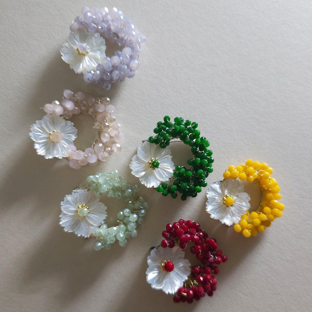 Mother of Pearl Floral Beads Brooch - Native Korean