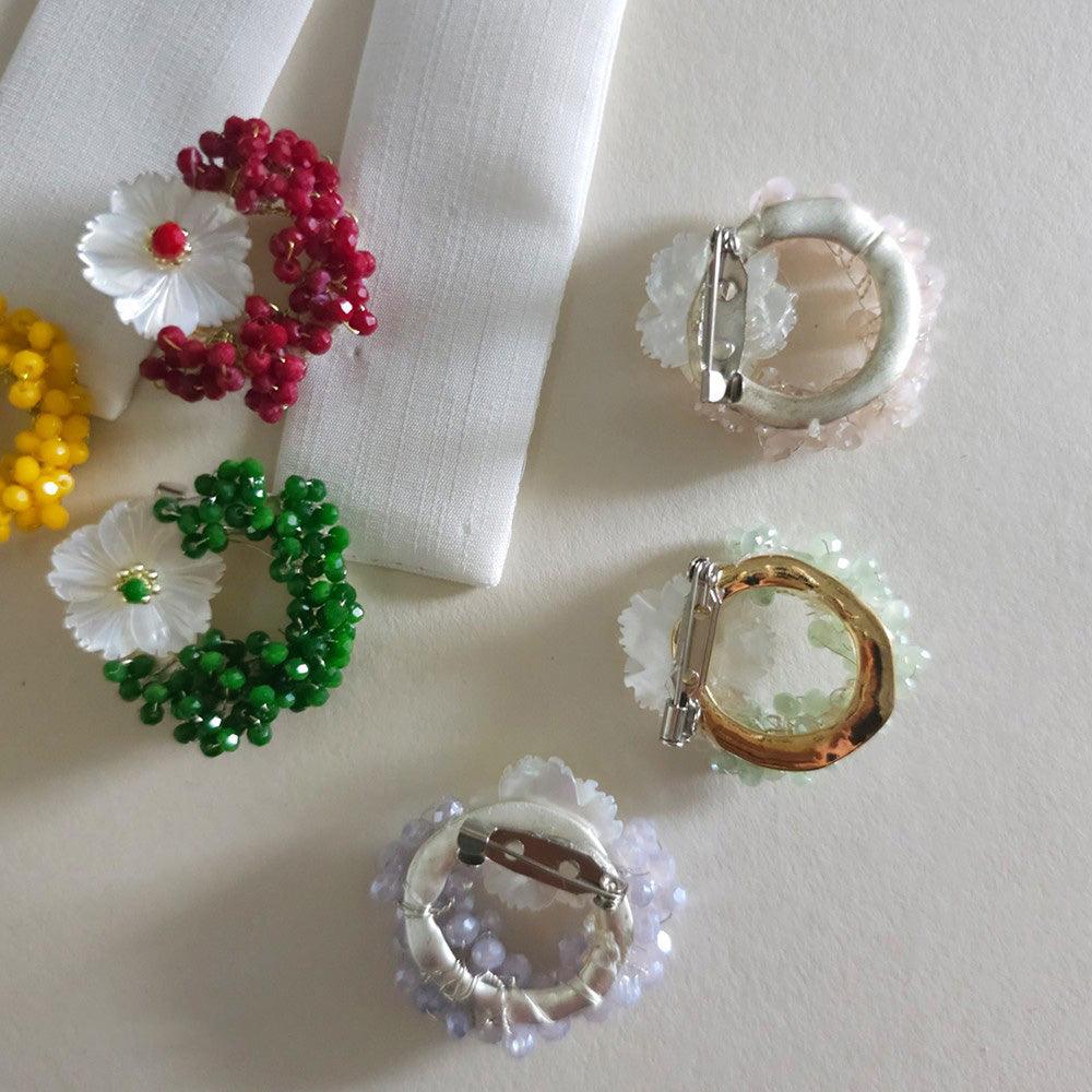 Mother of Pearl Floral Beads Brooch - Native Korean