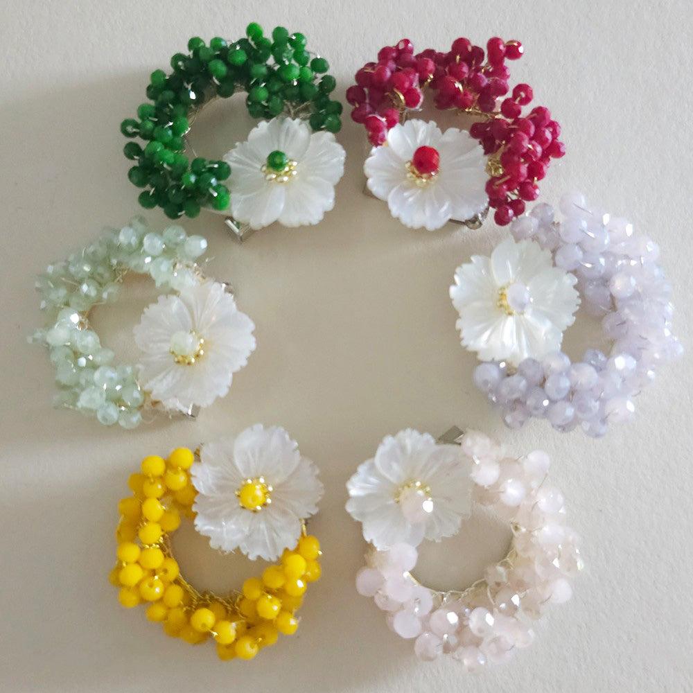 Mother of Pearl Floral Beads Brooch - Native Korean