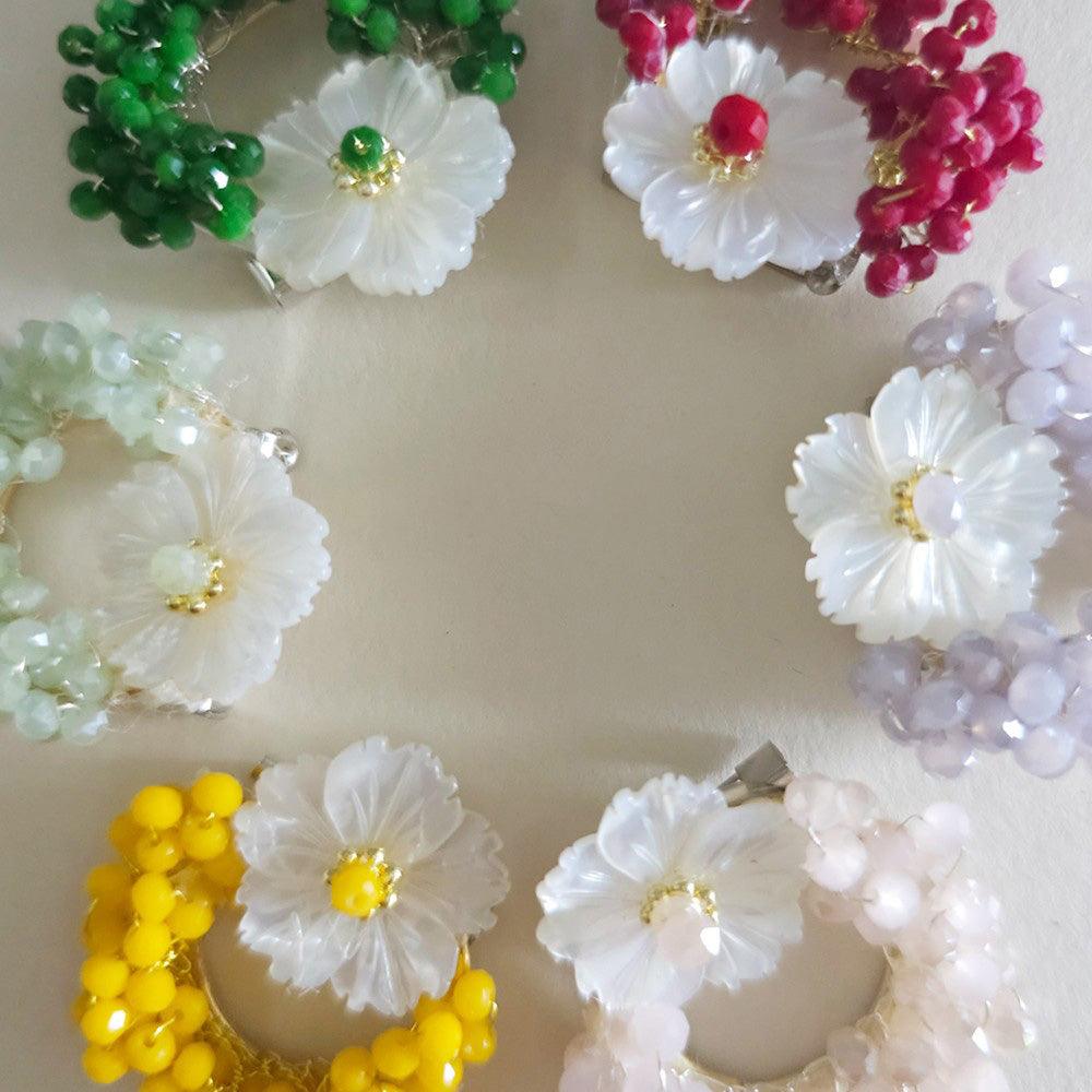 Mother of Pearl Floral Beads Brooch - Native Korean