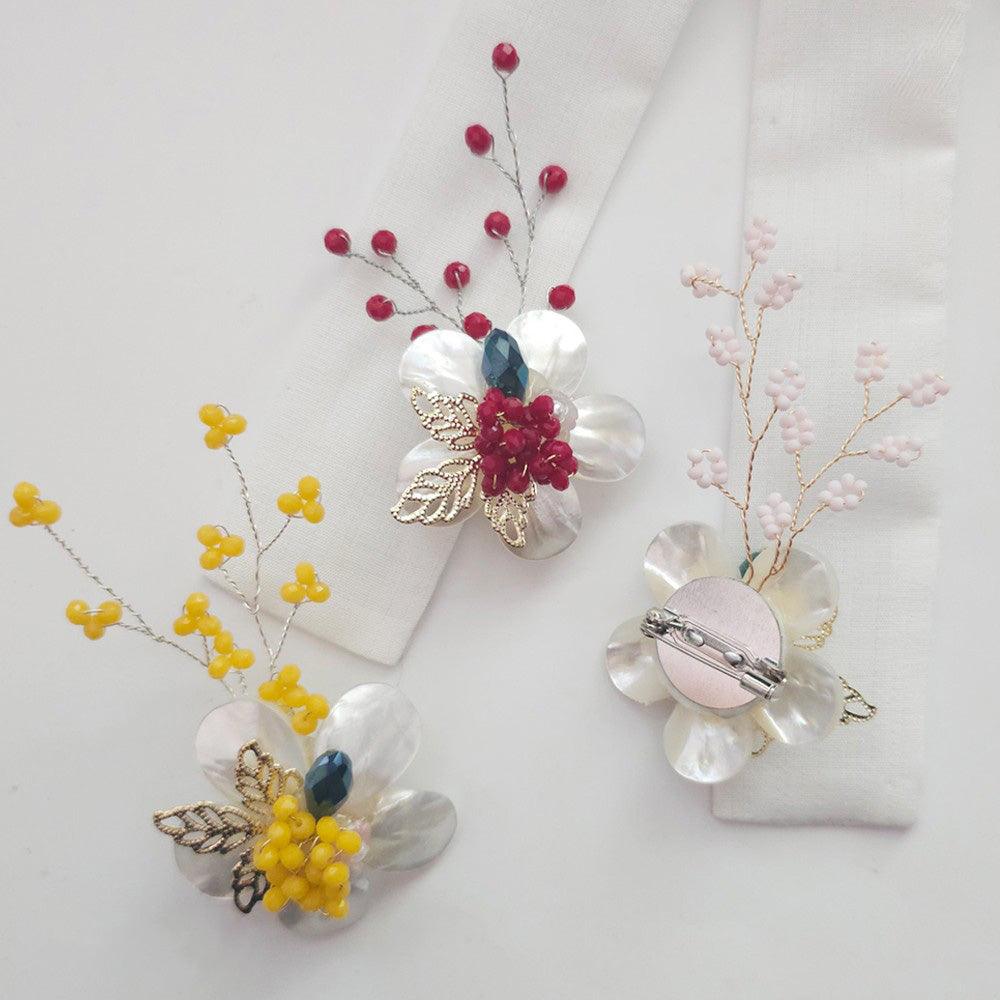 Mother of Pearl Floral Brooch - Native Korean