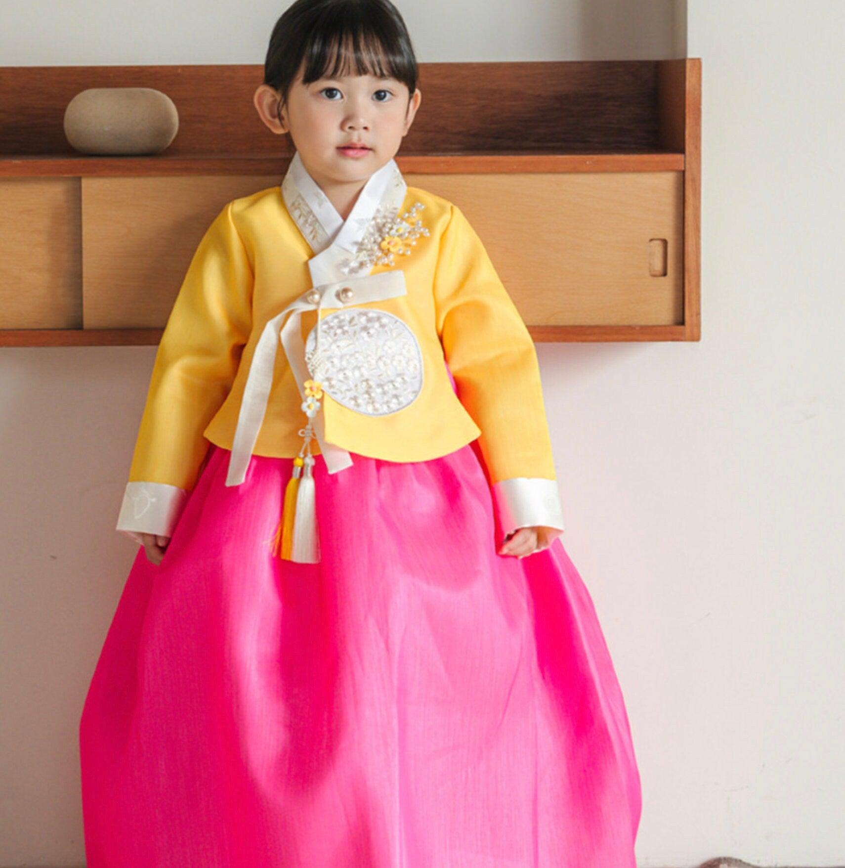 Najeong Yellow Pink Girl Hanbok (1-12YR) - Native Korean