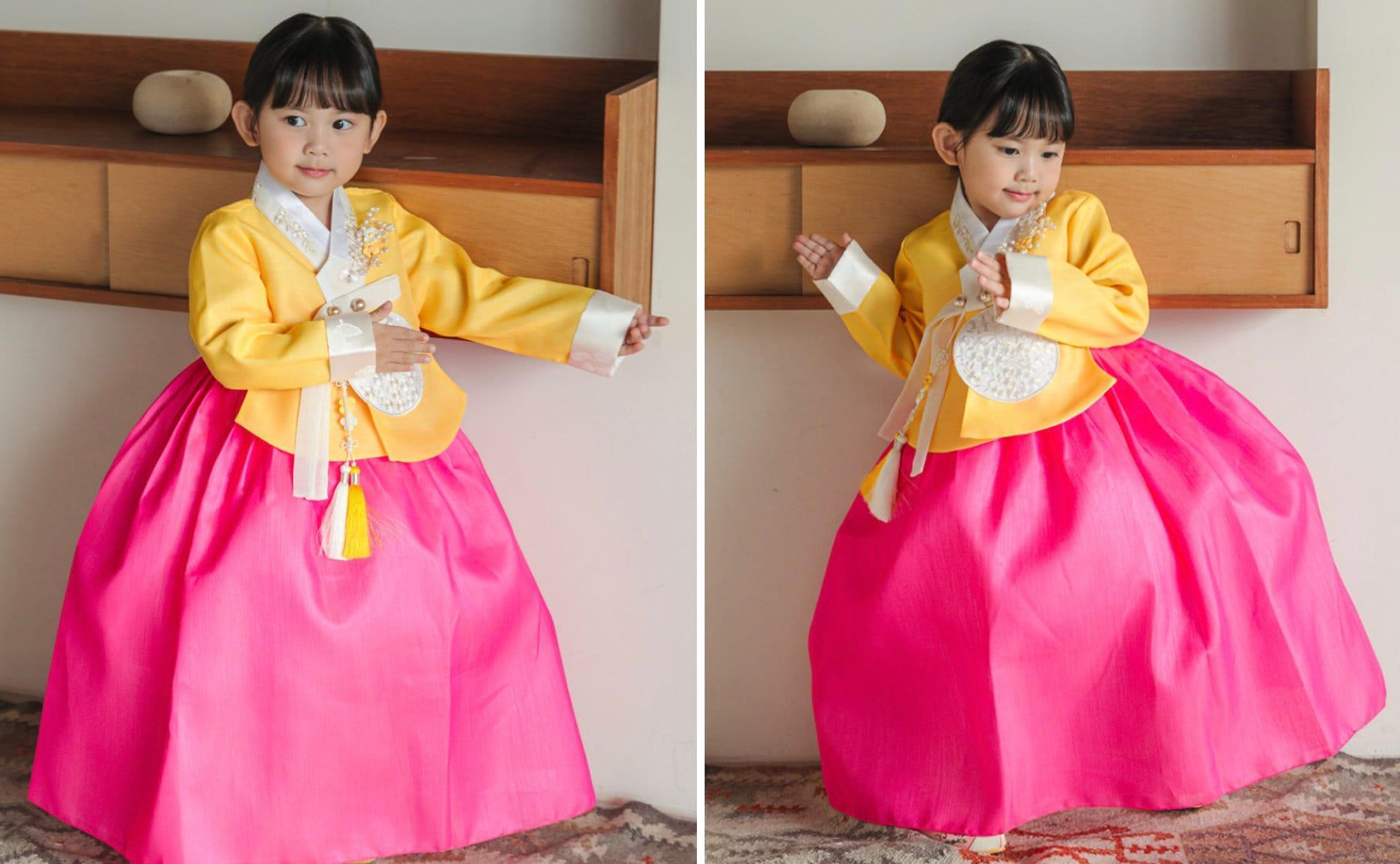 Najeong Yellow Pink Girl Hanbok (1-12YR) - Native Korean