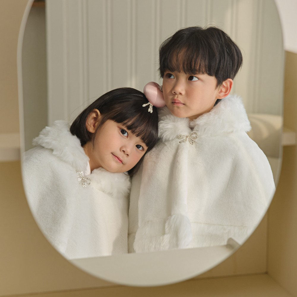Ivory Faux Fur Hanbok Cape