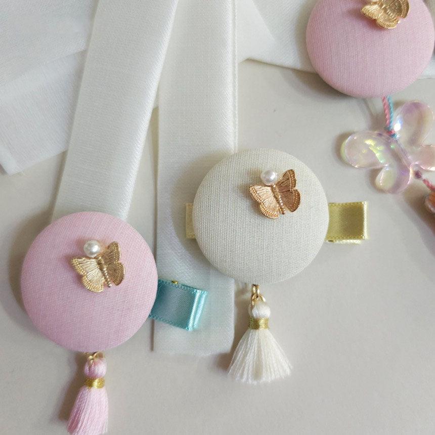 Pastel Butterfly Tassel Hairpin - Native Korean
